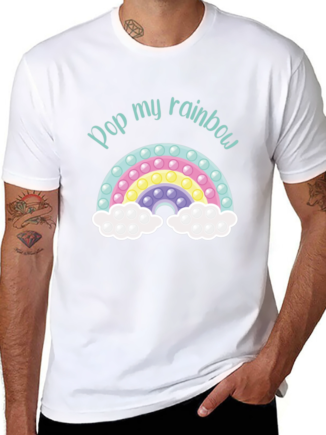 Black Pop My Rainbow Bubble T-Shirt - Novelty Design view 8