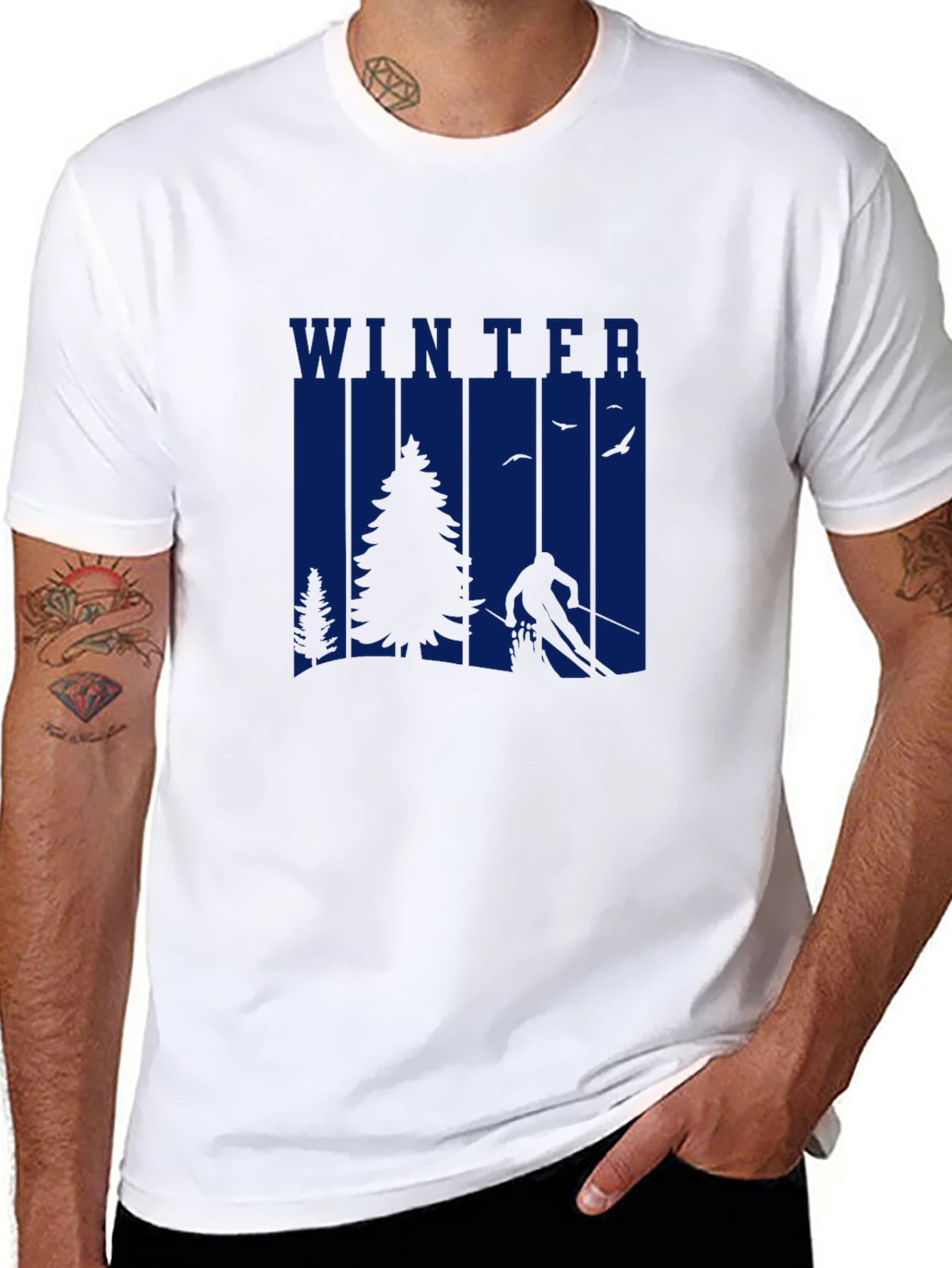 Black Winter Scene Graphic T-Shirt view 8