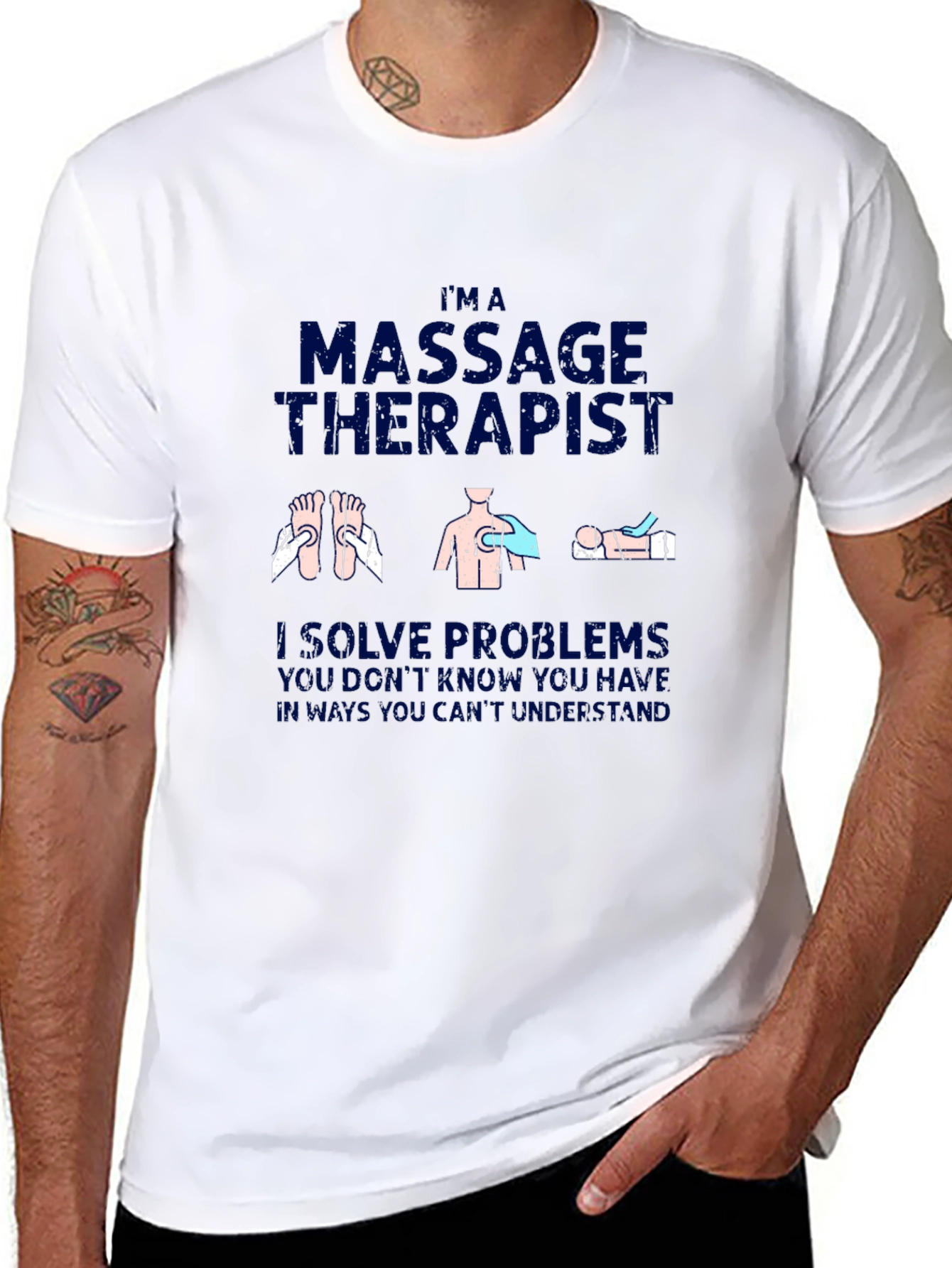 Black Massage Therapist T-Shirt - I Solve Problems view 8