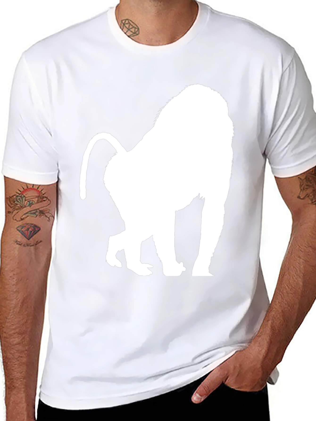 Black Baboon Silhouette Graphic Tee - Black Cotton Blend view 8