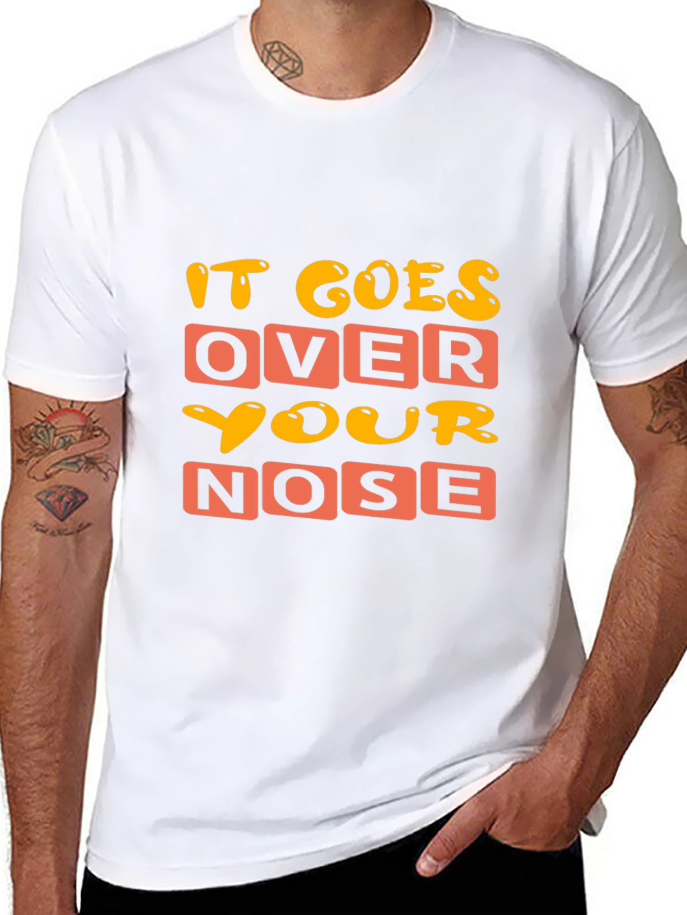 Black Funny 'It Goes Over Your Nose' Graphic T-Shirt view 8