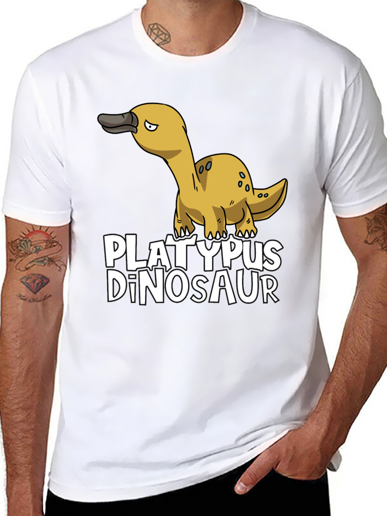 Black Platypus Dinosaur Funny Graphic Tee view 8