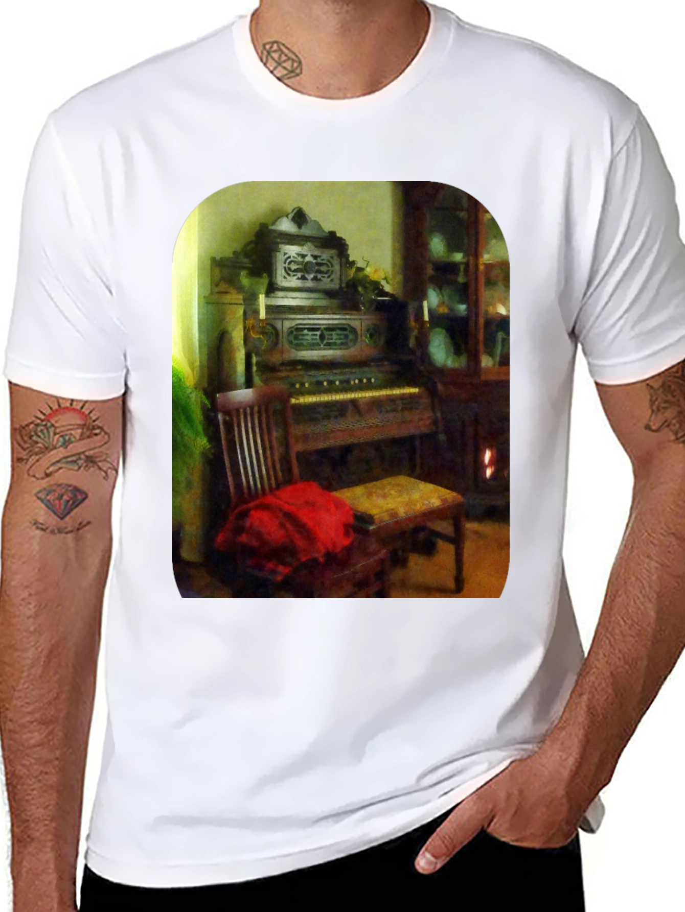 Black Vintage Organ T-Shirt view 8