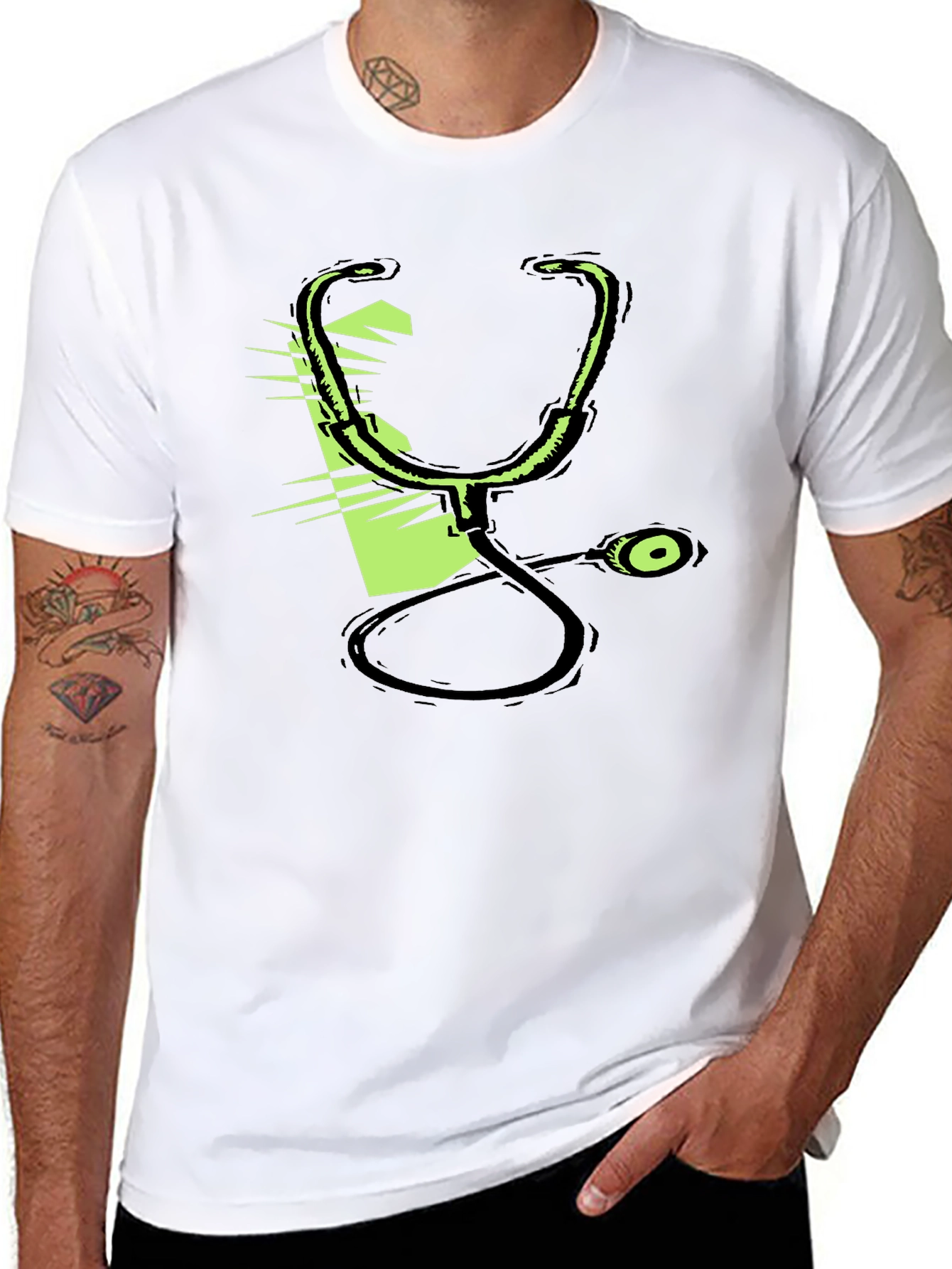 Black Stethoscope Graphic Black T-Shirt view 8
