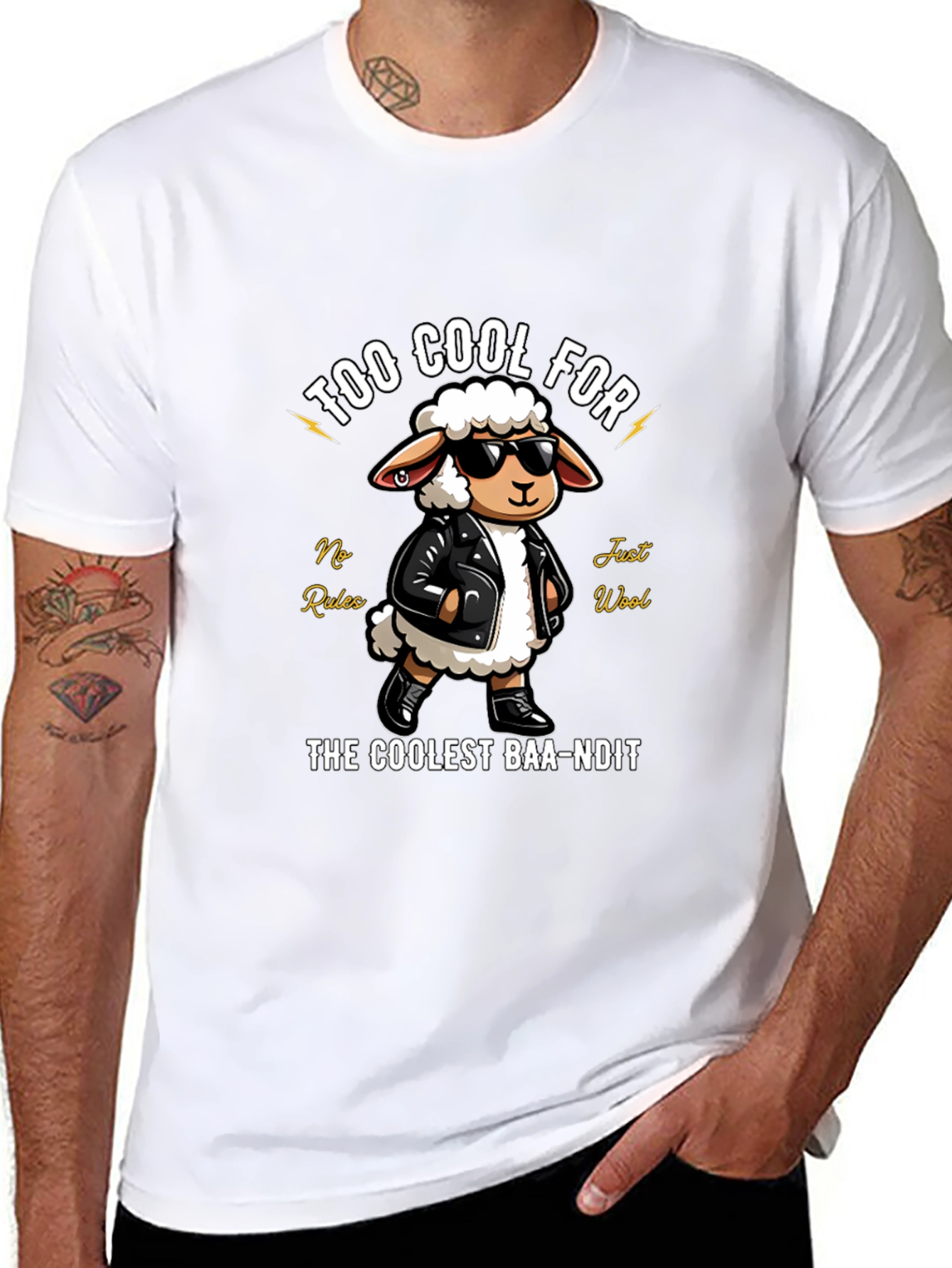 Black Coolest Baa-ndit T-Shirt view 8
