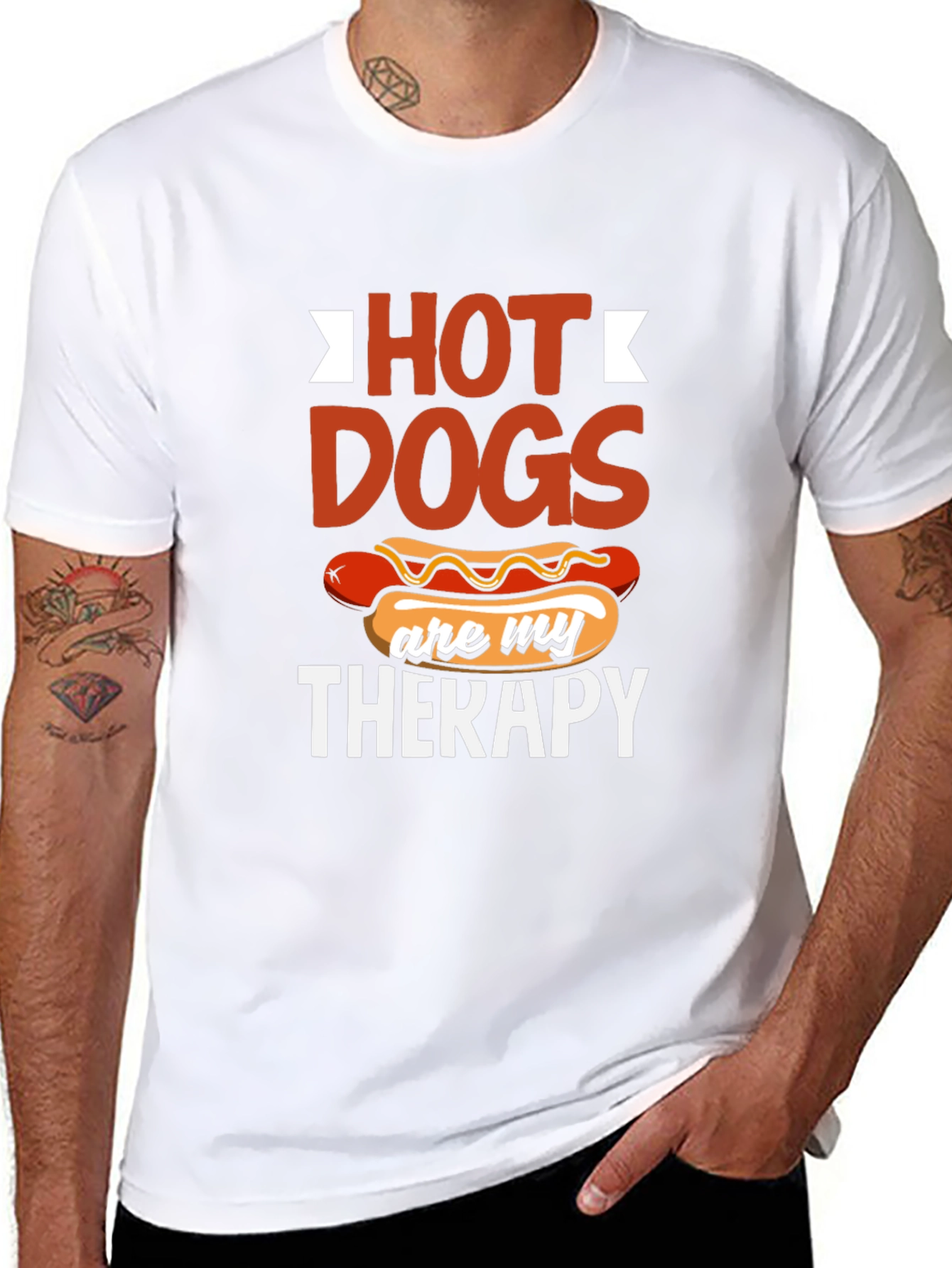 Black Hot Dogs are my Therapy T-Shirt view 8