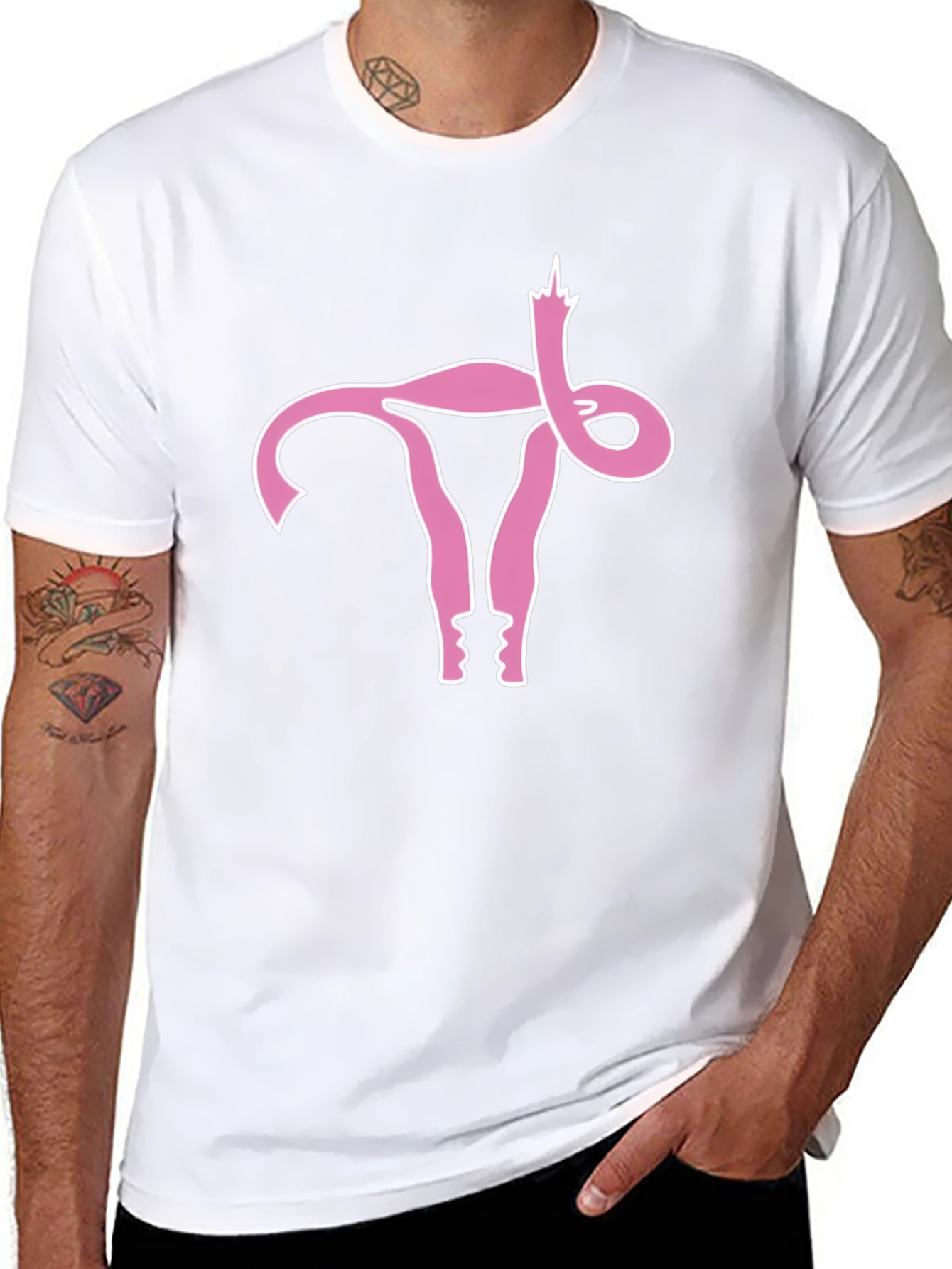 Black Uterus Middle Finger Graphic Black Tee view 8