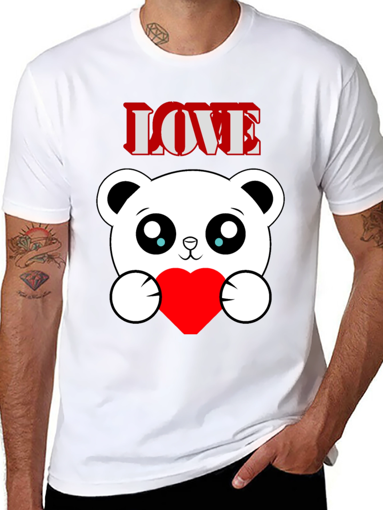 Black Love Bear Graphic Tee - Men's Black T-Shirt view 8