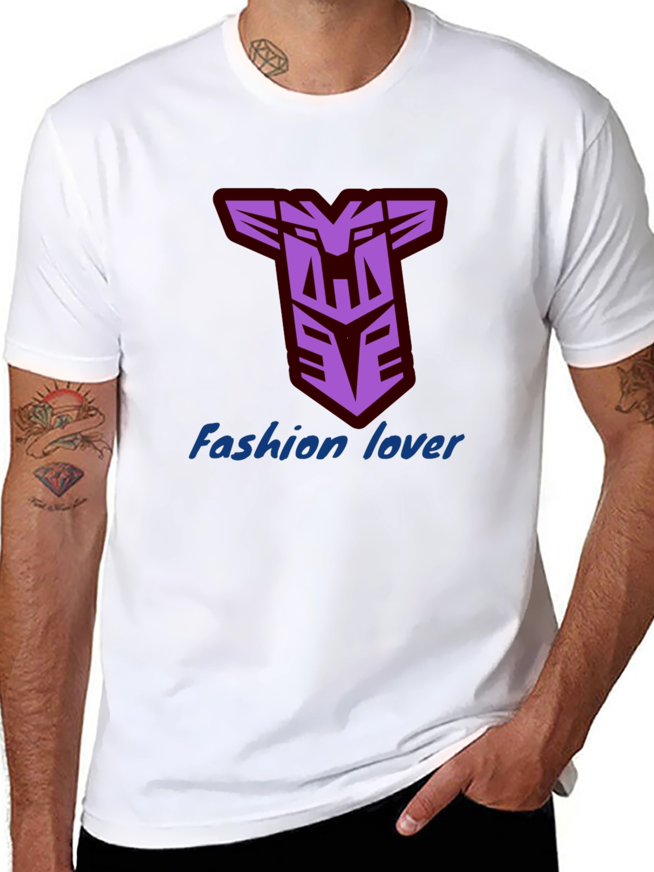 Black Men's Black T-Shirt with Decepticon Logo view 8