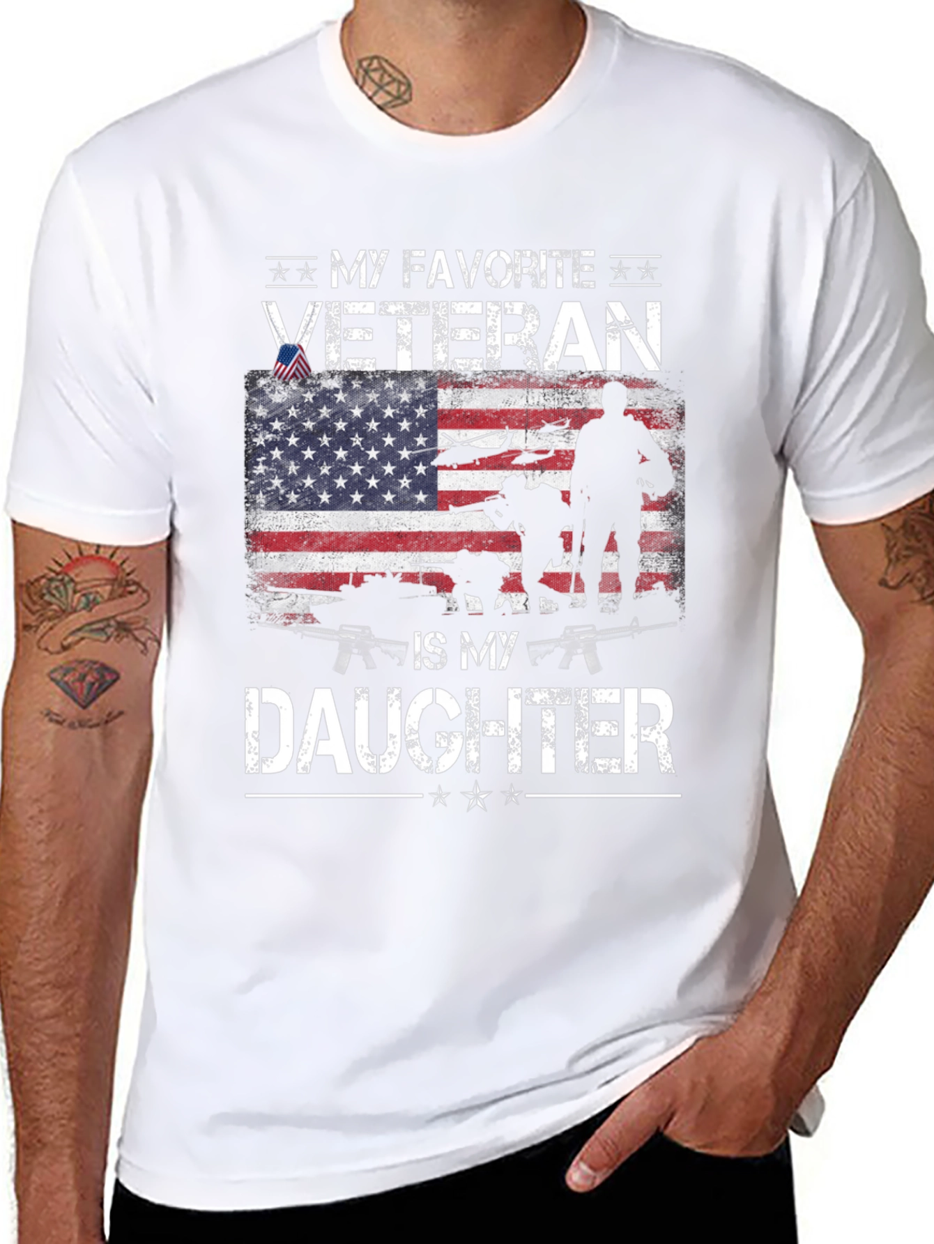 Black My Favorite Veteran Is My Daughter T-Shirt view 8