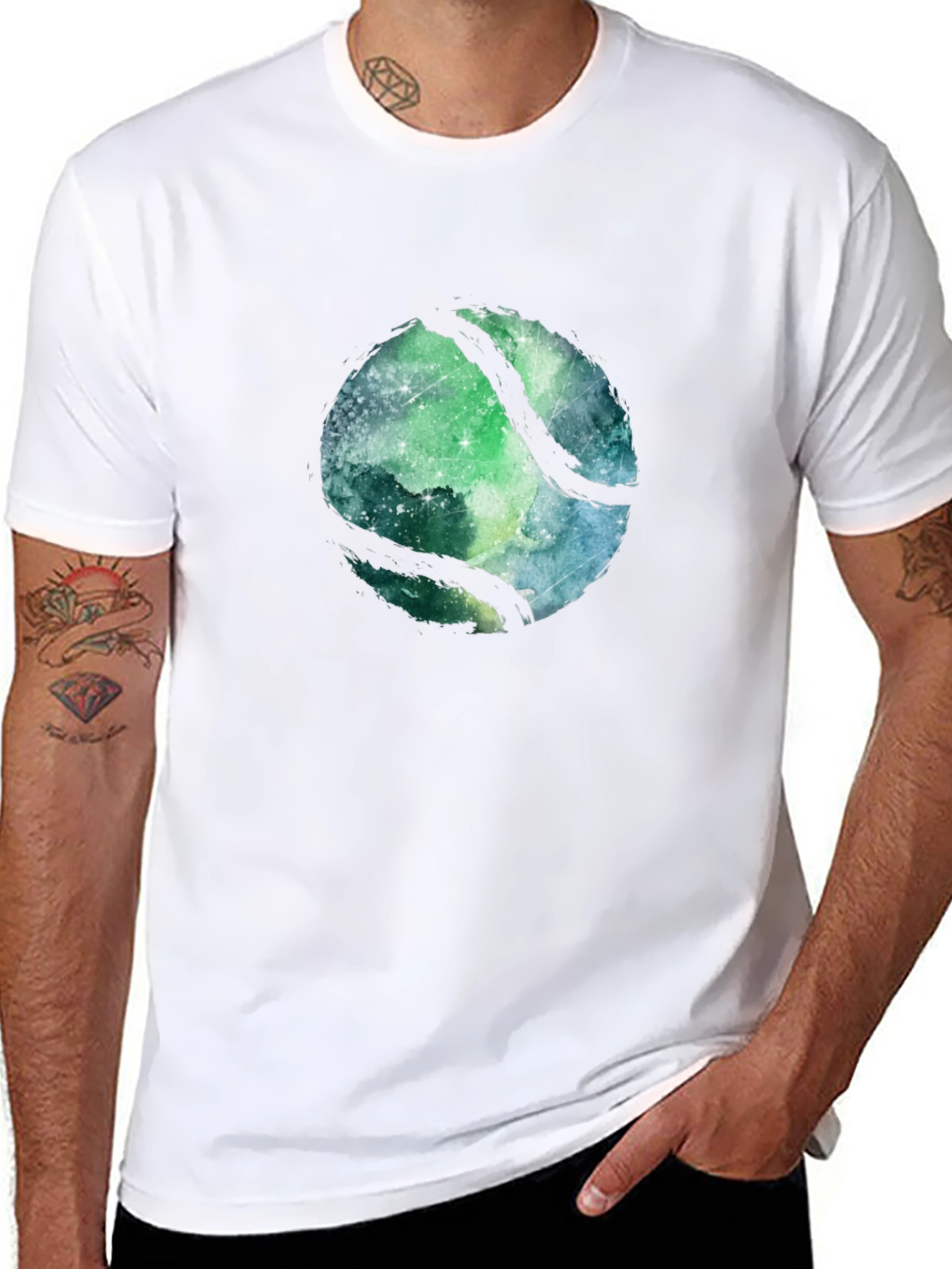 Black Cosmic Tennis Ball Black T-Shirt view 8