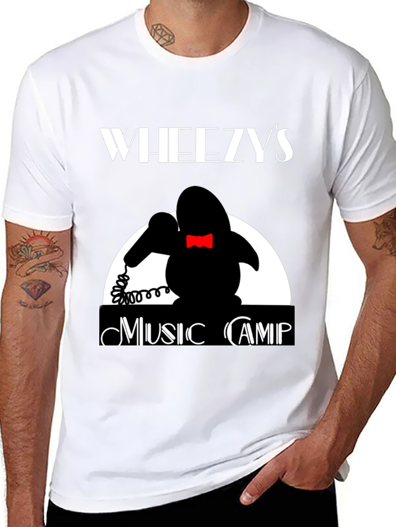 Black Wheezy's Music Camp T-Shirt - Retro Design view 8