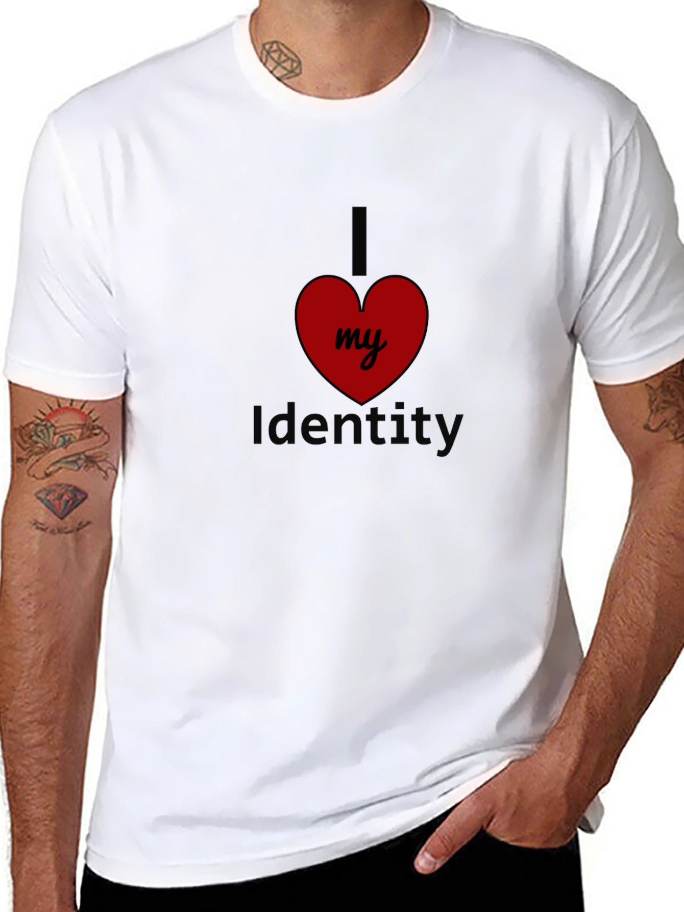 Black I Love My Identity Black T-Shirt view 8