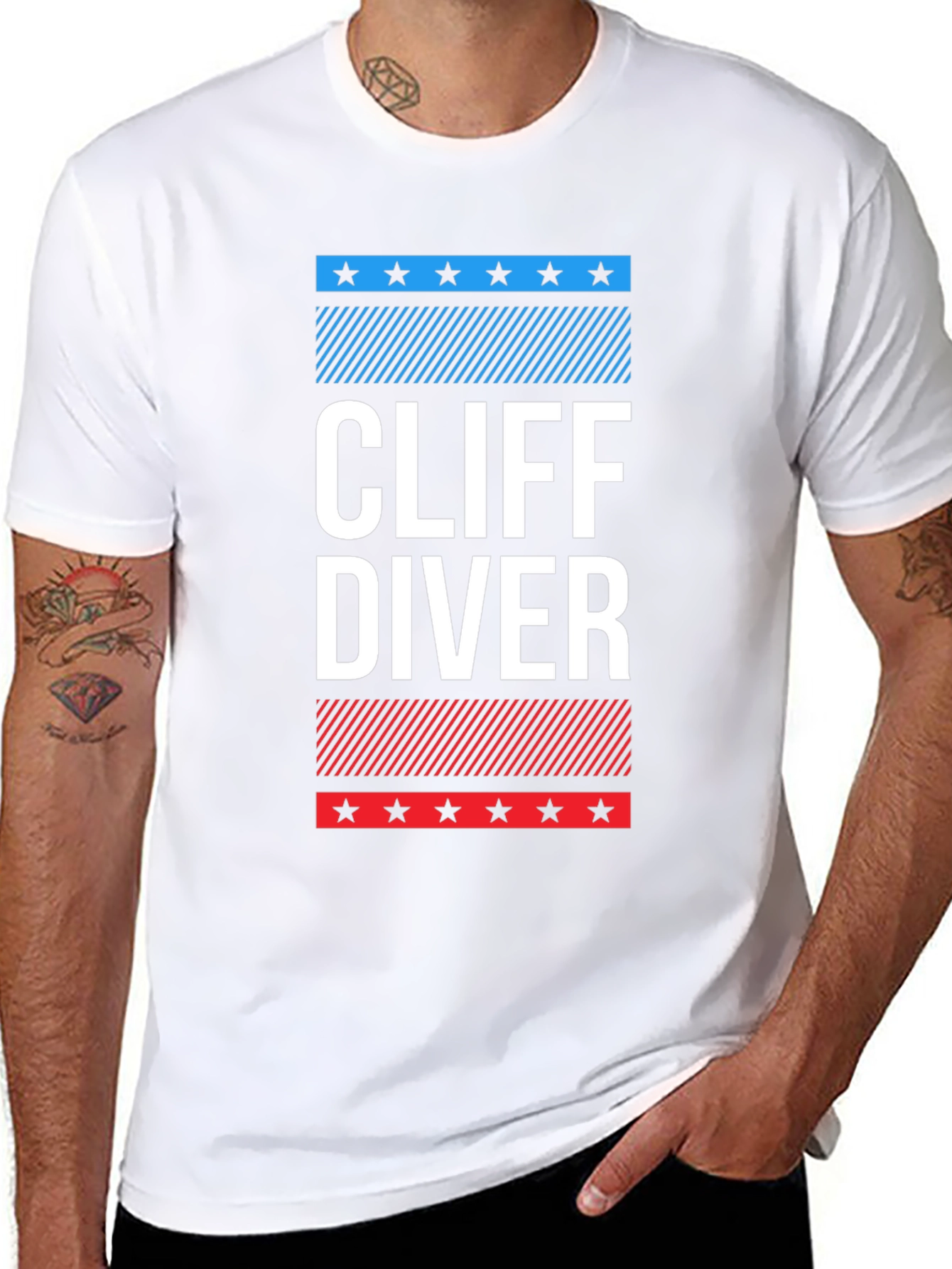 Black Cliff Diver Graphic Tee - Patriotic Design view 8