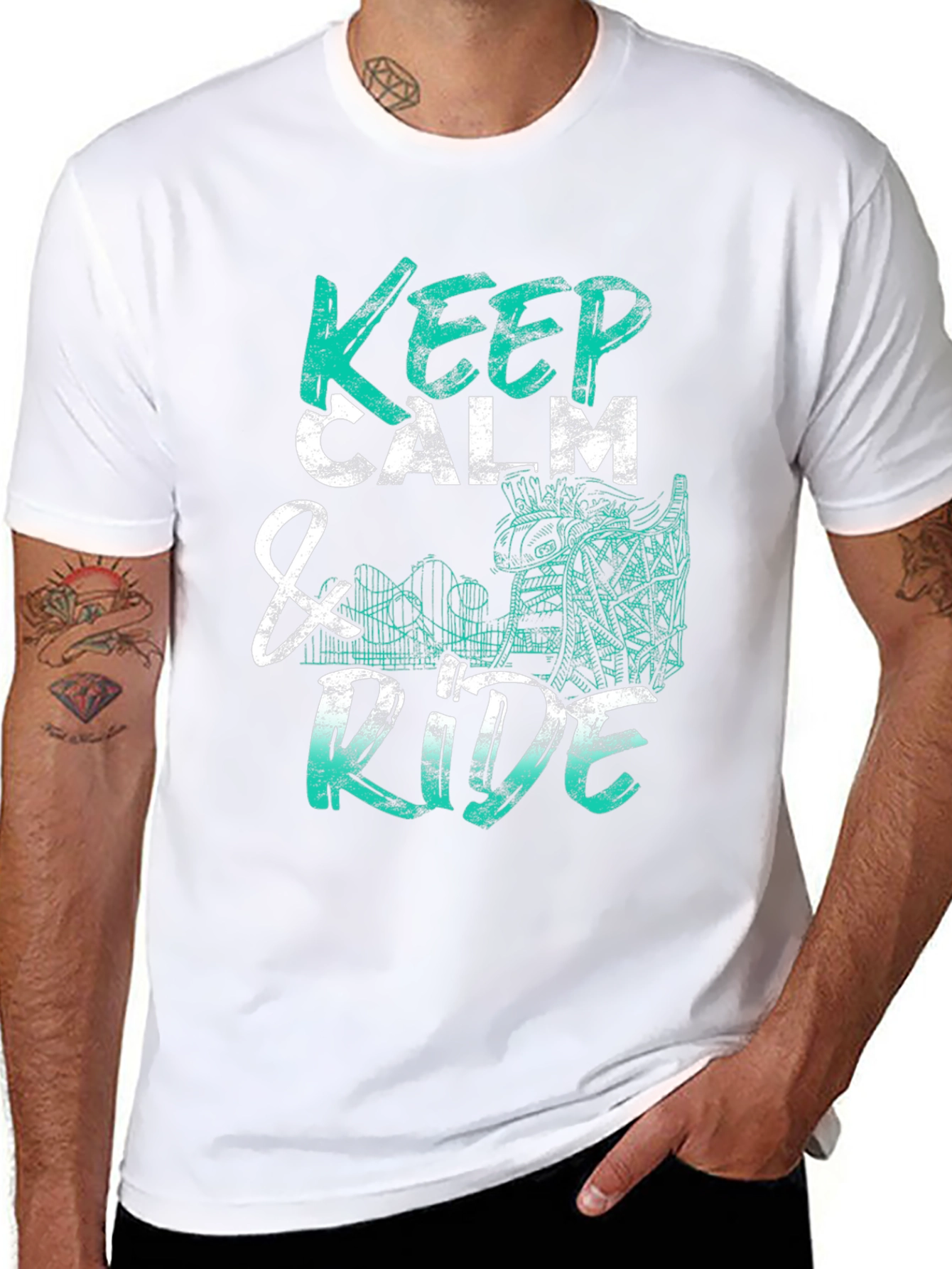 Black Keep Calm & Ride T-Shirt - Graphic Tee view 8
