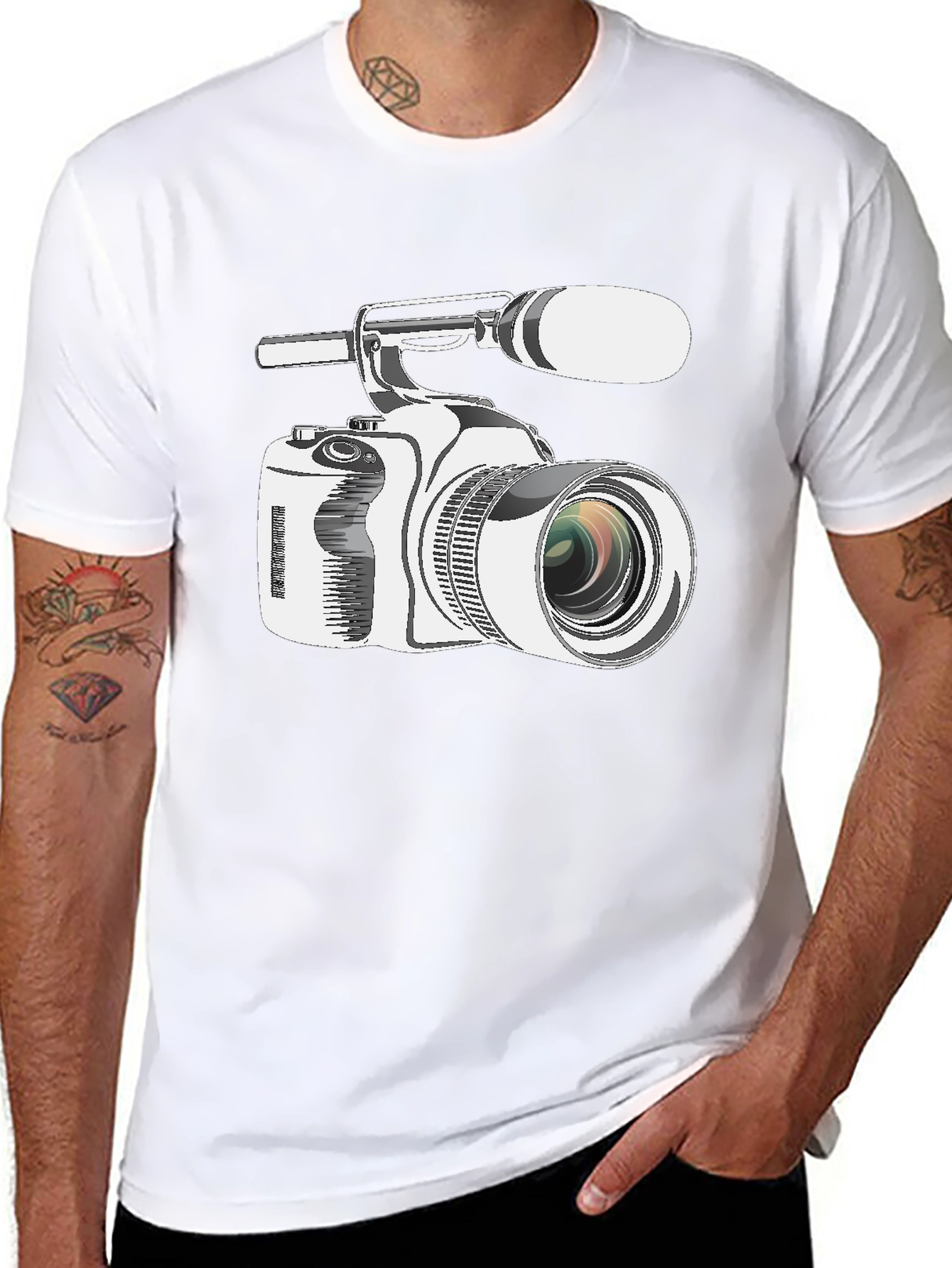 Black Retro Camcorder Graphic Tee - Black Cotton view 8