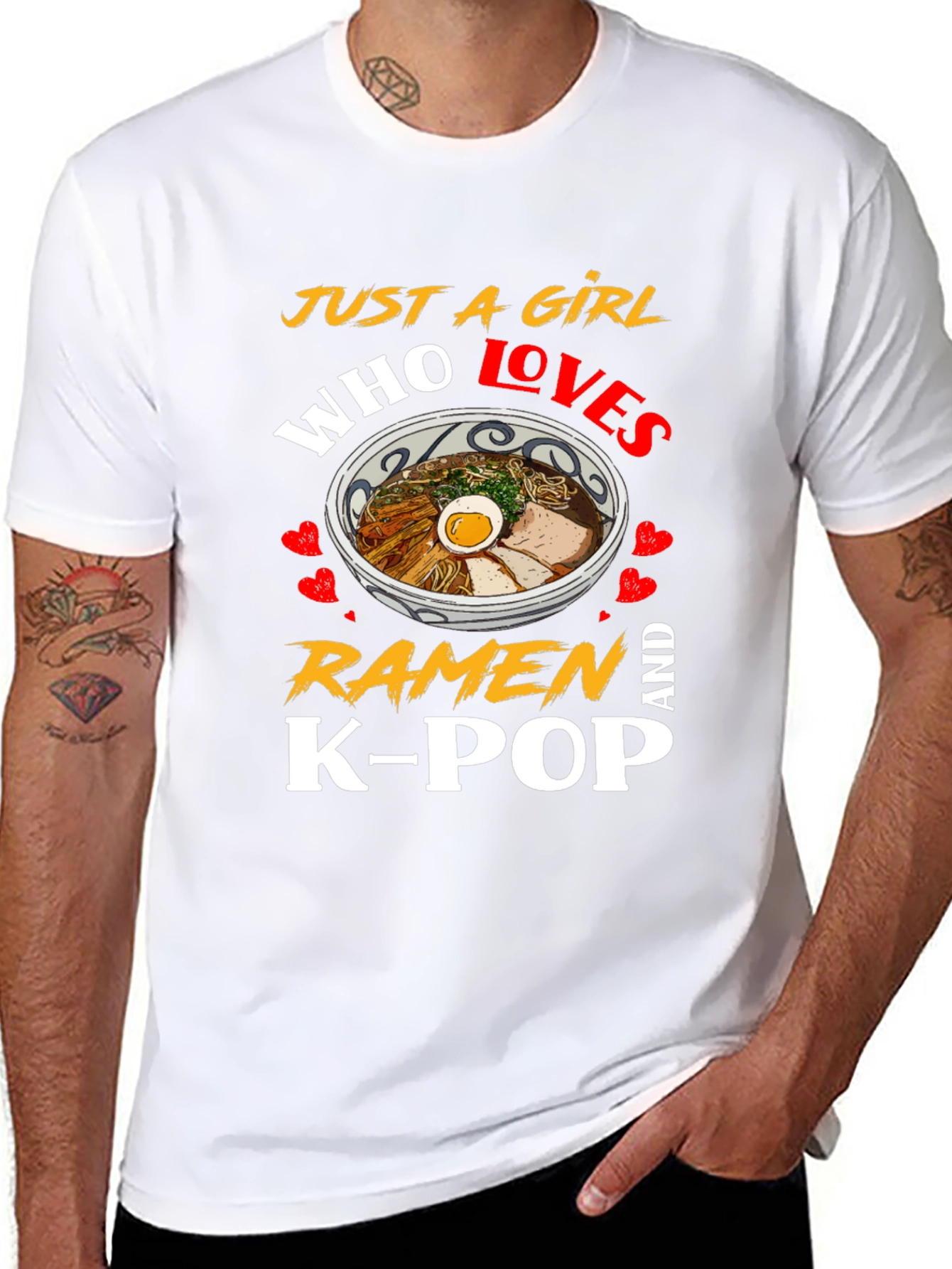 Black Just A Girl Who Loves Ramen And K-Pop Black T-Shirt view 8