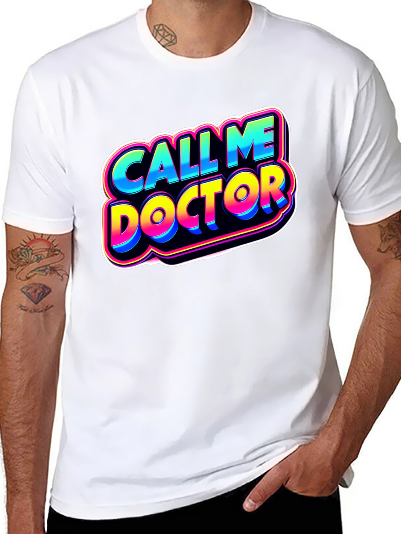 Black Call Me Doctor Graphic Tee - Novelty Humor Shirt view 8