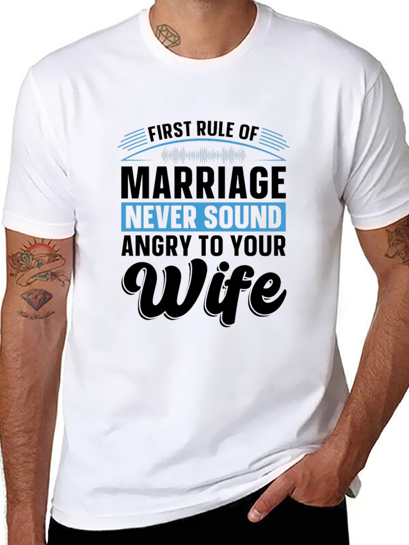 Black First Rule of Marriage Funny Graphic T-Shirt view 8