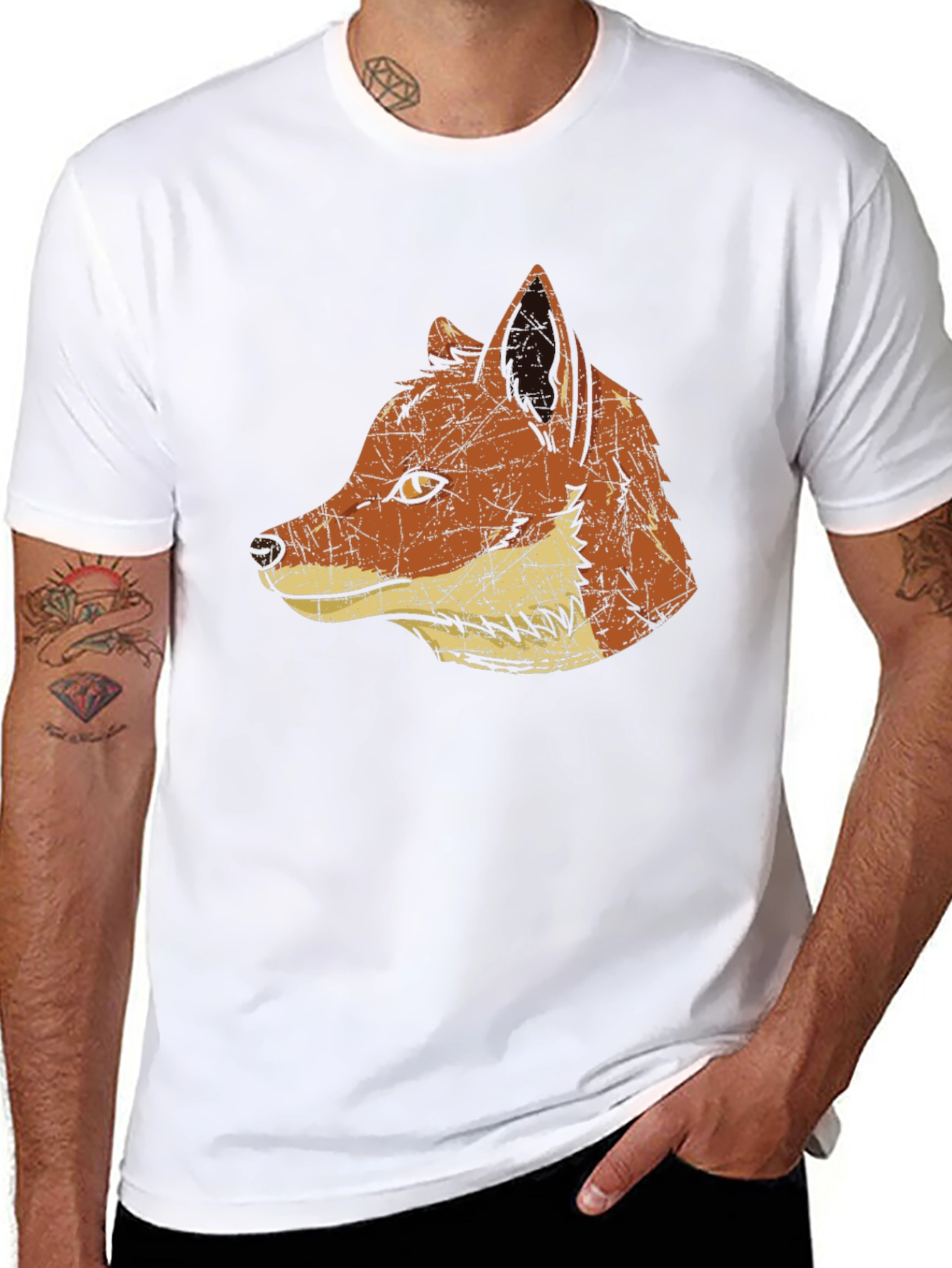 Black Vintage Fox Graphic Tee - Stylish Animal Print T-Shirt view 8