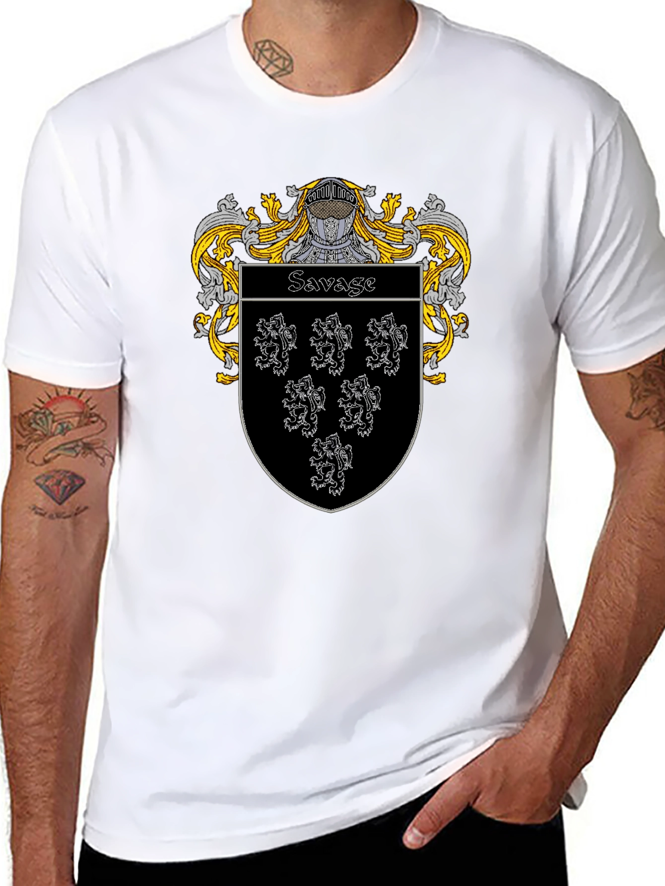 Black Savage Family Crest Black T-Shirt view 8