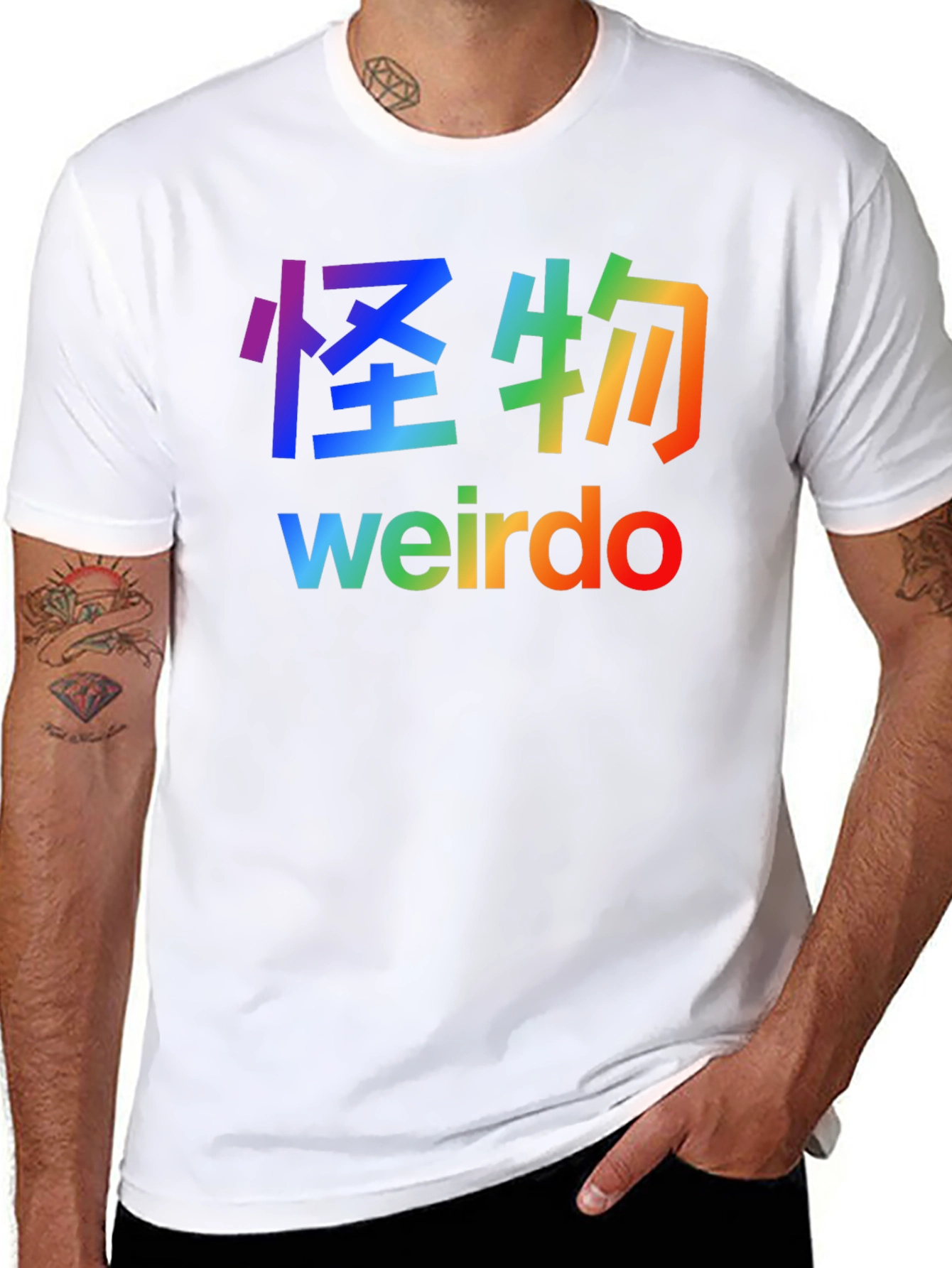 Black Rainbow Weirdo Graphic Tee - Black view 8