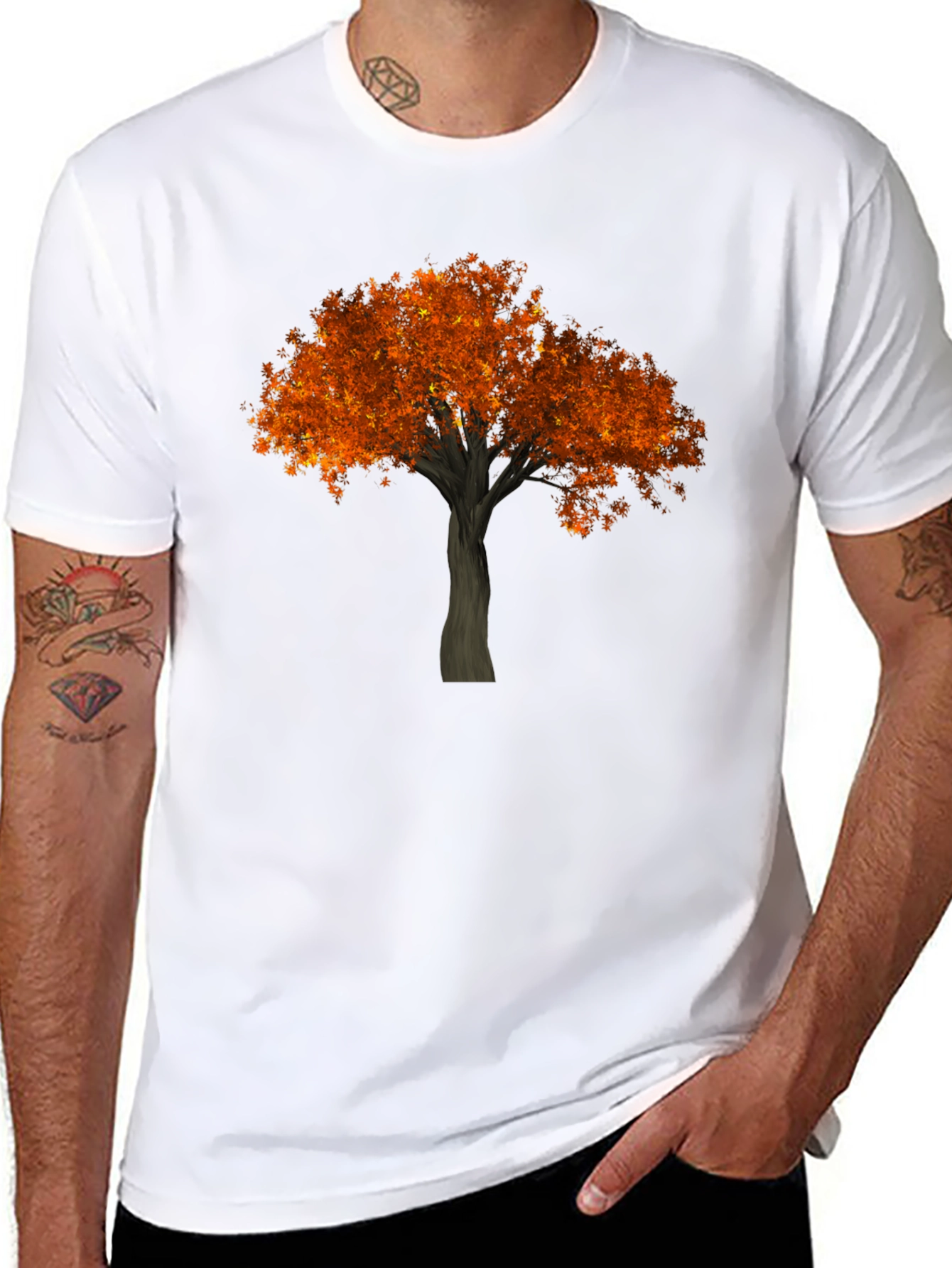 Black Autumn Tree Graphic Black T-Shirt view 8
