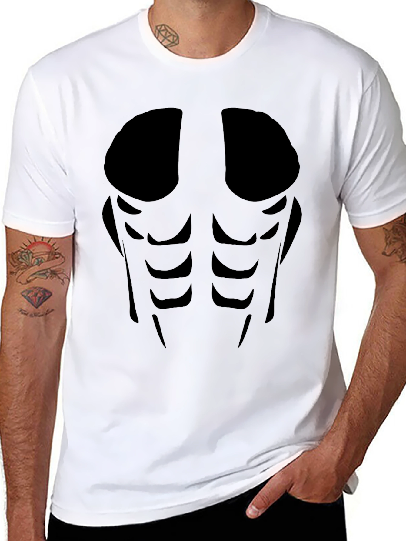 Black Men's Abs Silhouette Graphic Tee - Black view 8