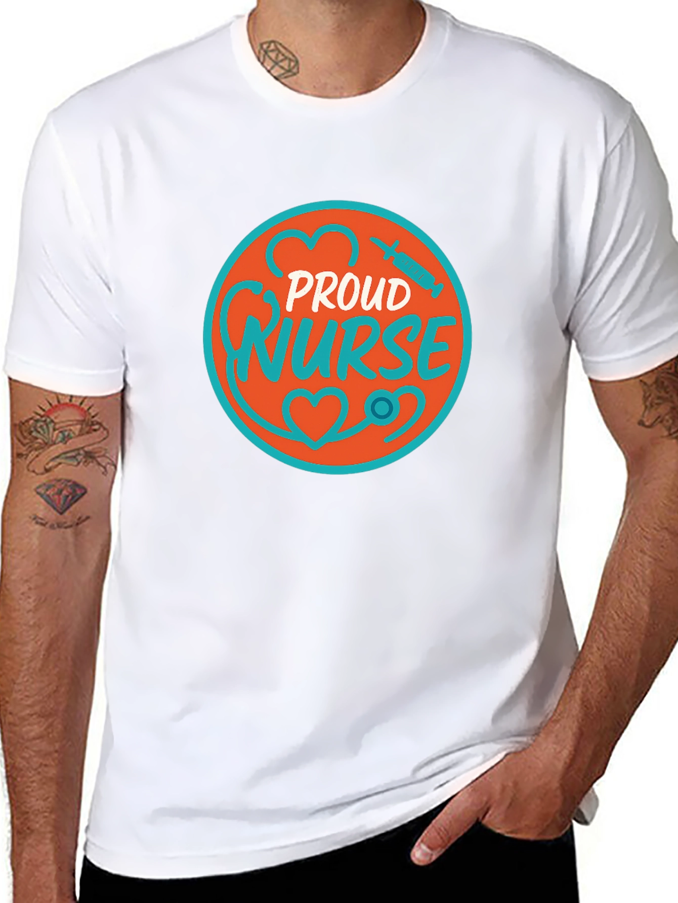 Black Proud Nurse Graphic T-Shirt - Medical Profession Apparel view 8