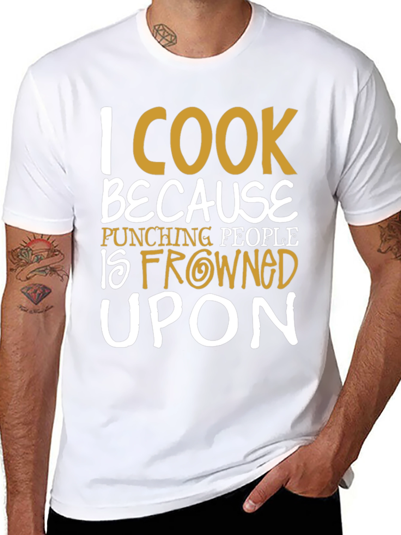 Black I Cook Because Punching People Is Frowned Upon T-Shirt view 8
