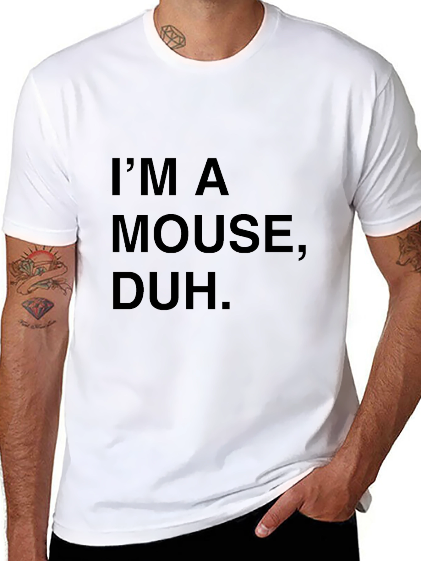 Black I'm a Mouse Duh T-Shirt - Novelty Statement Tee view 8