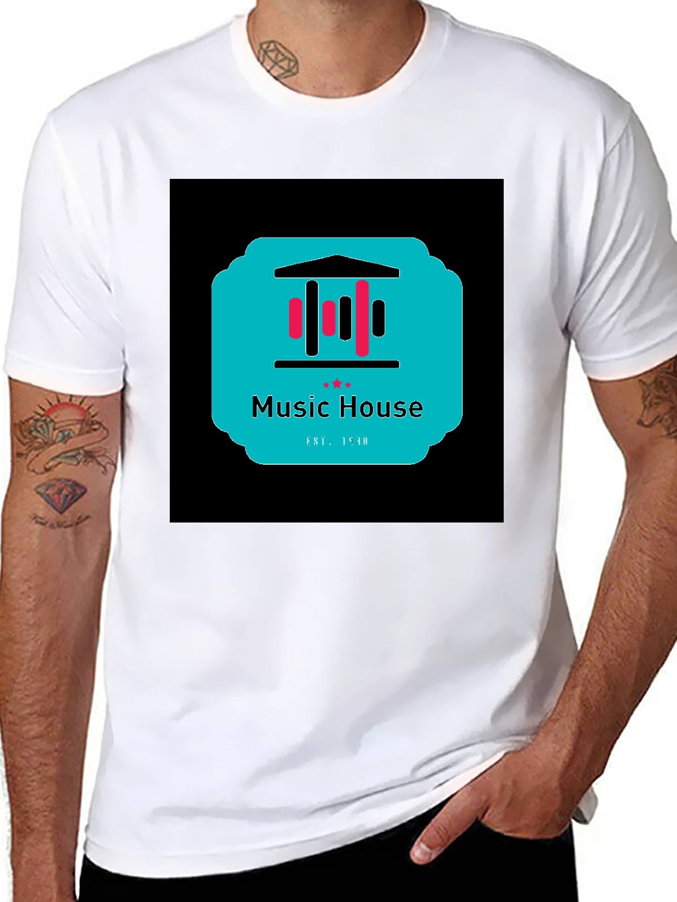 Black Music House Graphic Tee - Black Unisex T-Shirt view 8