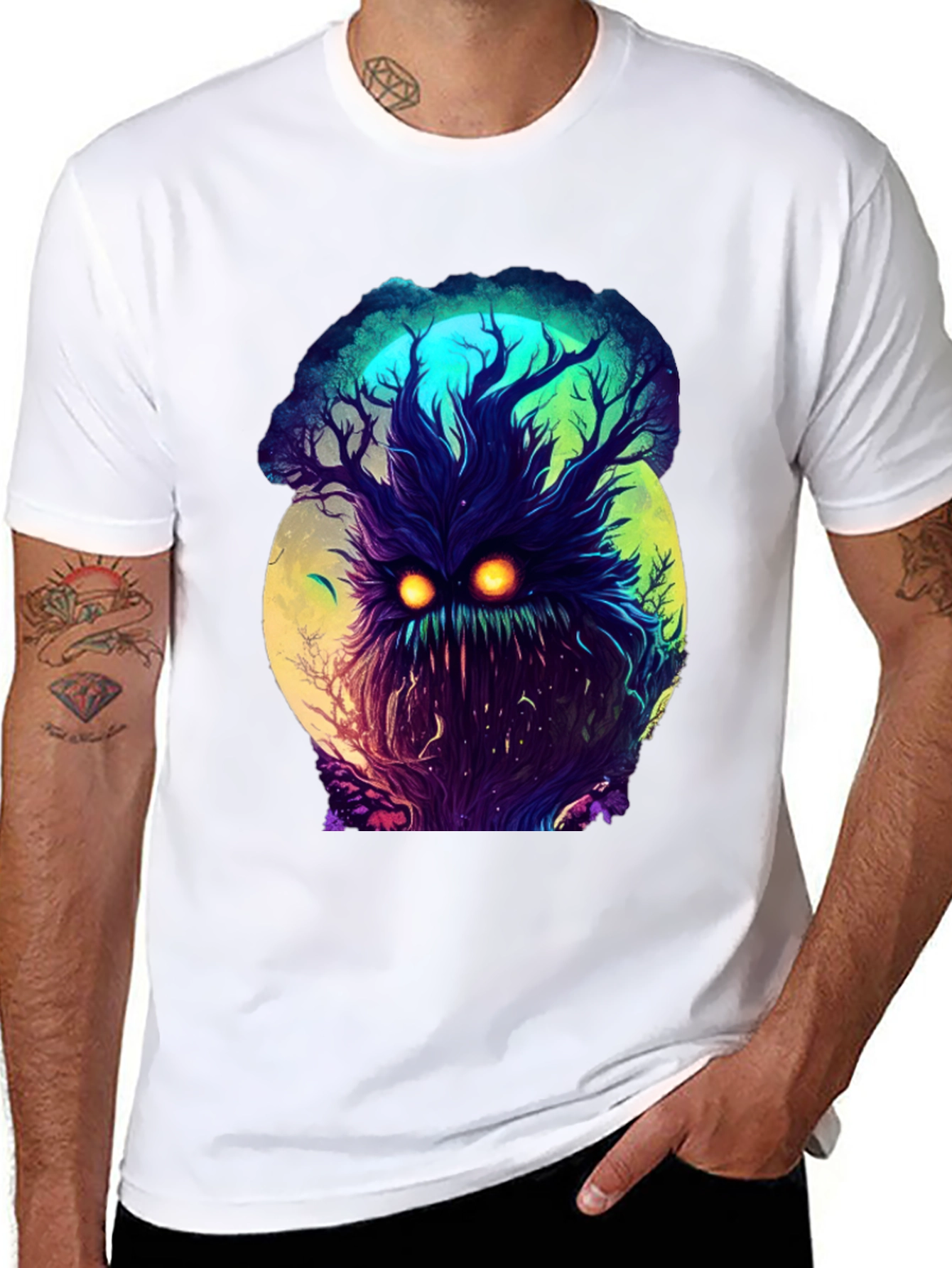 Black Mystic Tree Monster Graphic Tee - Black T-Shirt view 8