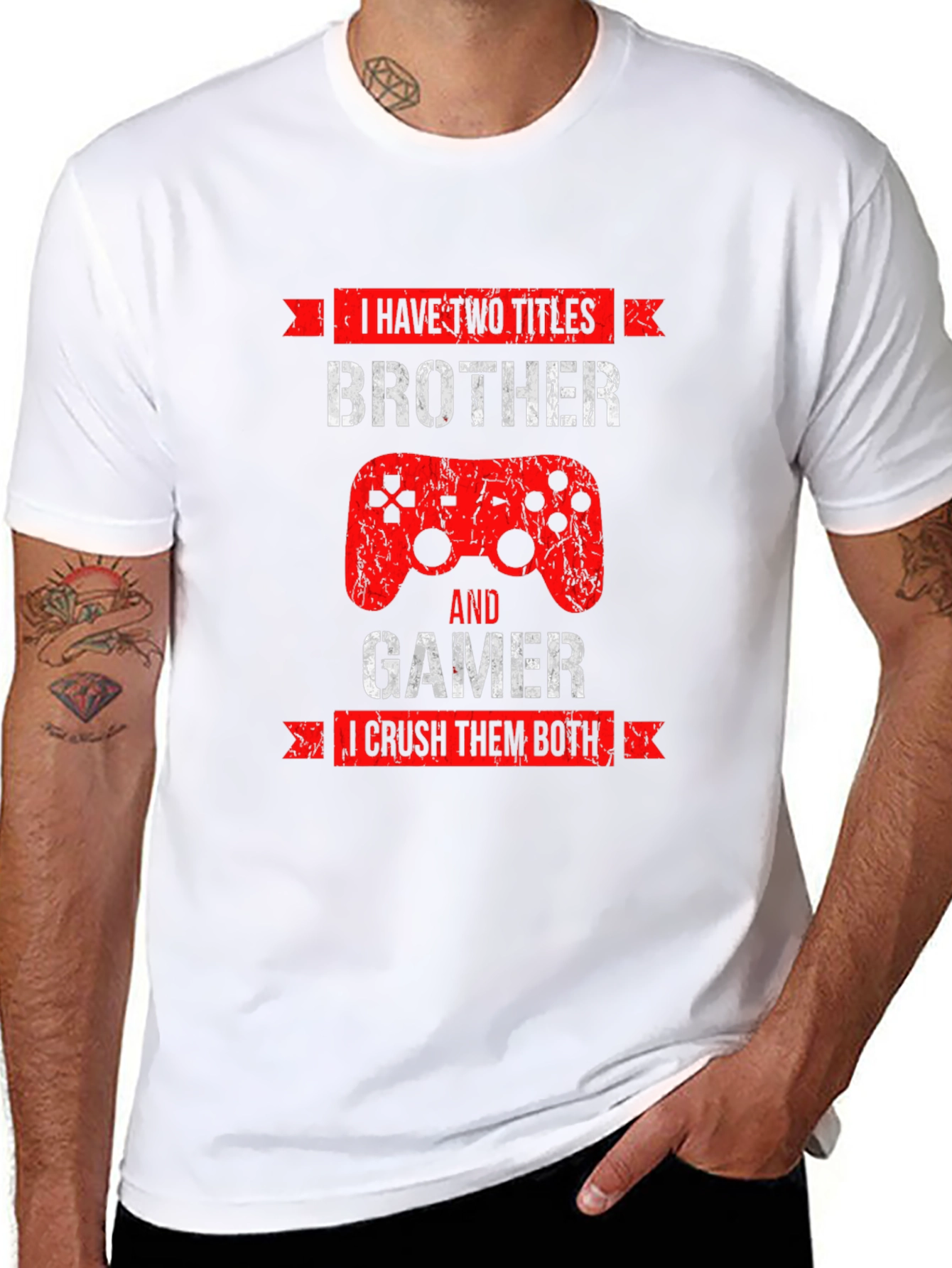 Black Brother Gamer T-Shirt - Crush Them Both! view 8