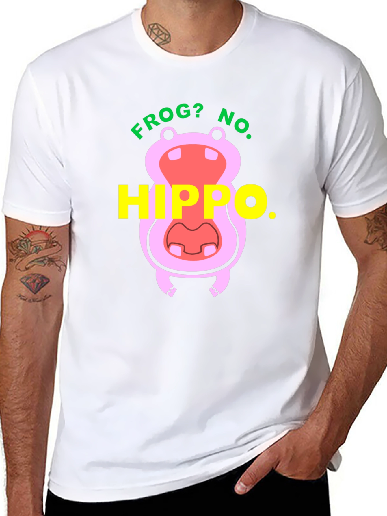 Black Frog? No. Hippo T-Shirt - Funny Animal Tee view 8