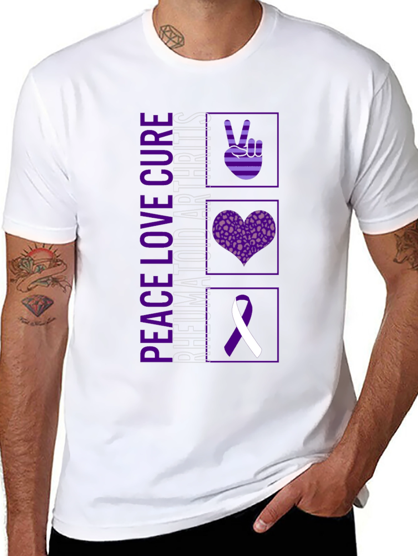 Peace Love Cure Rheumatoid Arthritis Awareness T-Shirt - 8