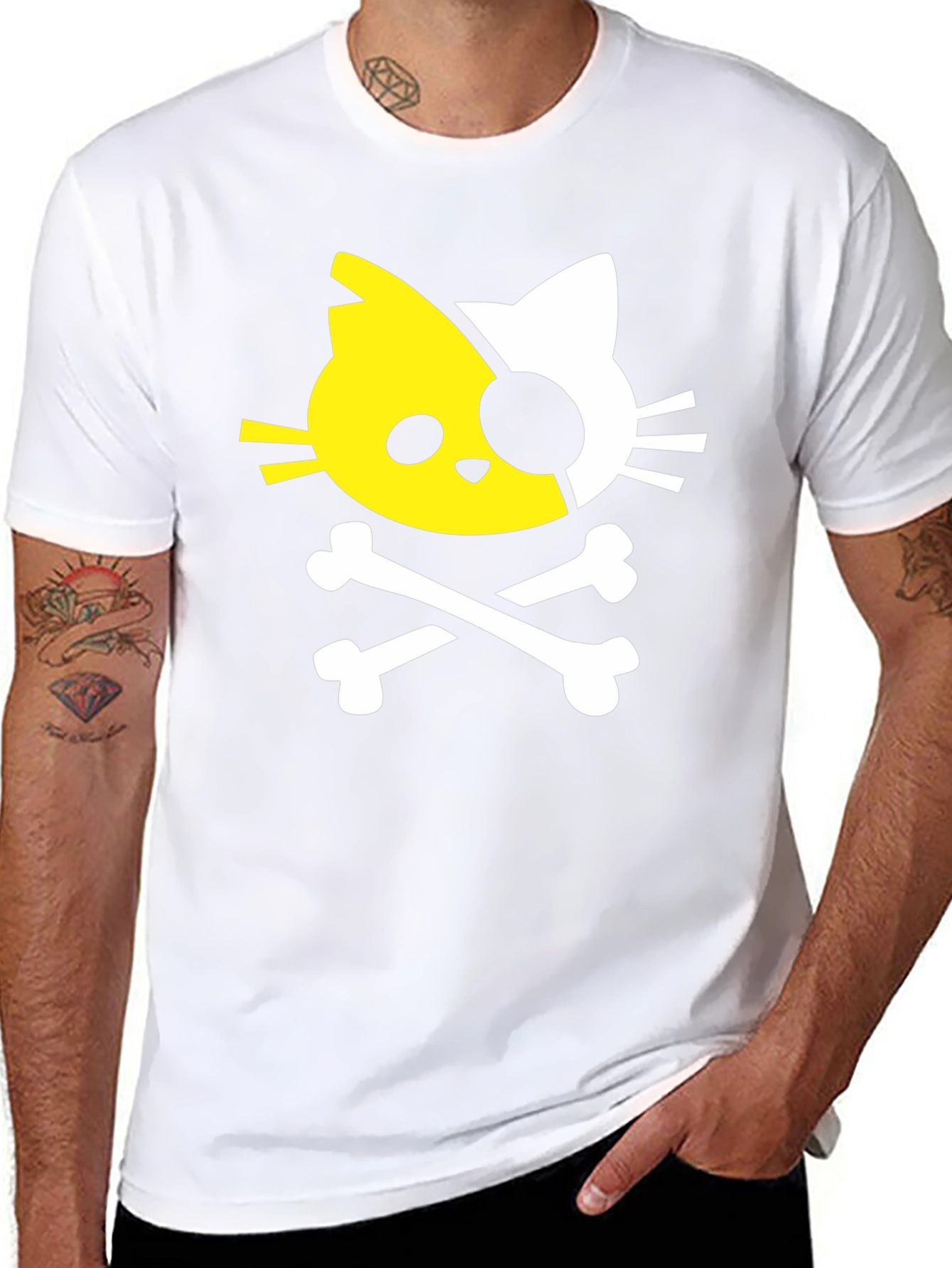 Black Cat Pirate T-Shirt - Unique Skull & Crossbones Design view 8