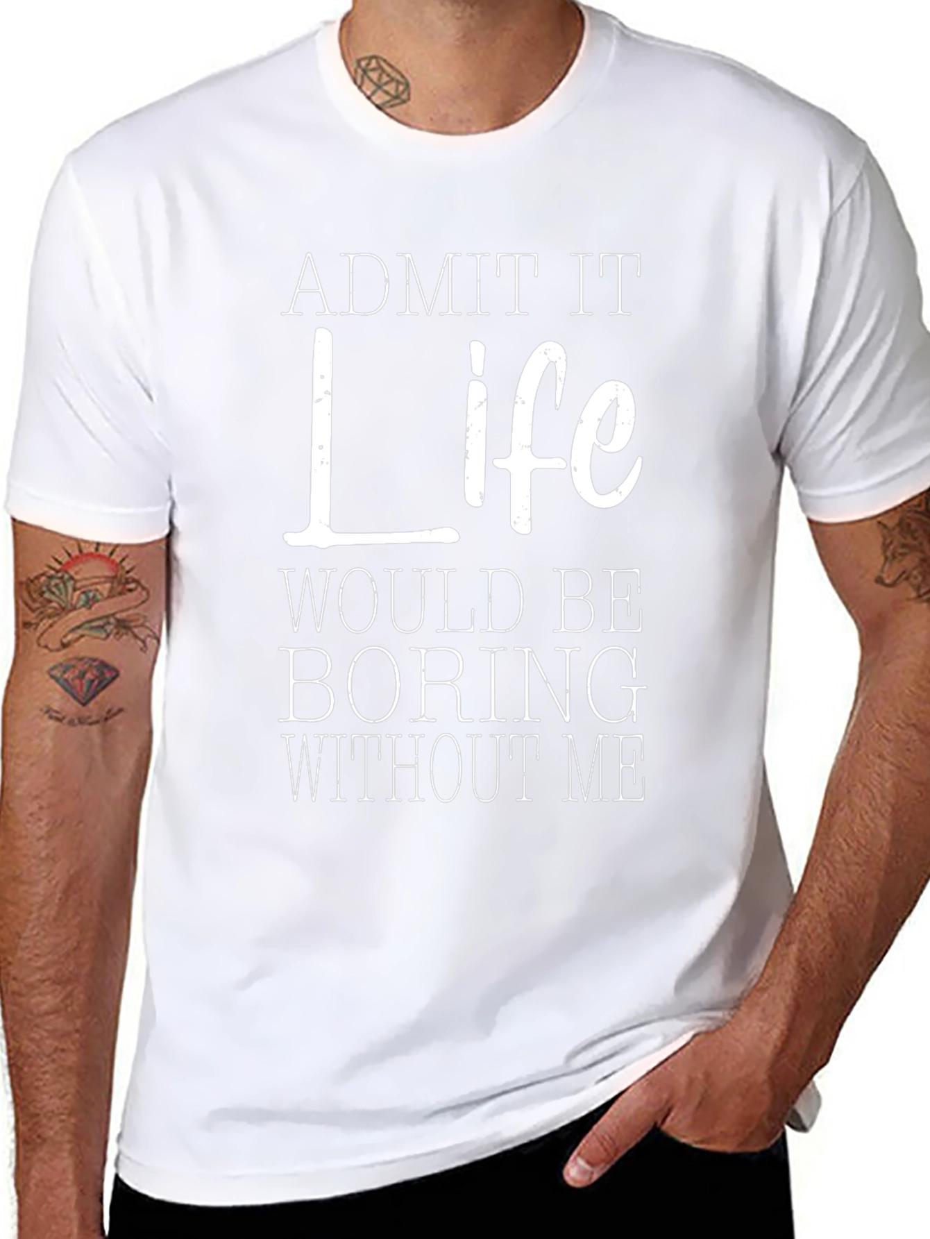 Black Funny "Life Would Be Boring Without Me" Graphic Tee view 8