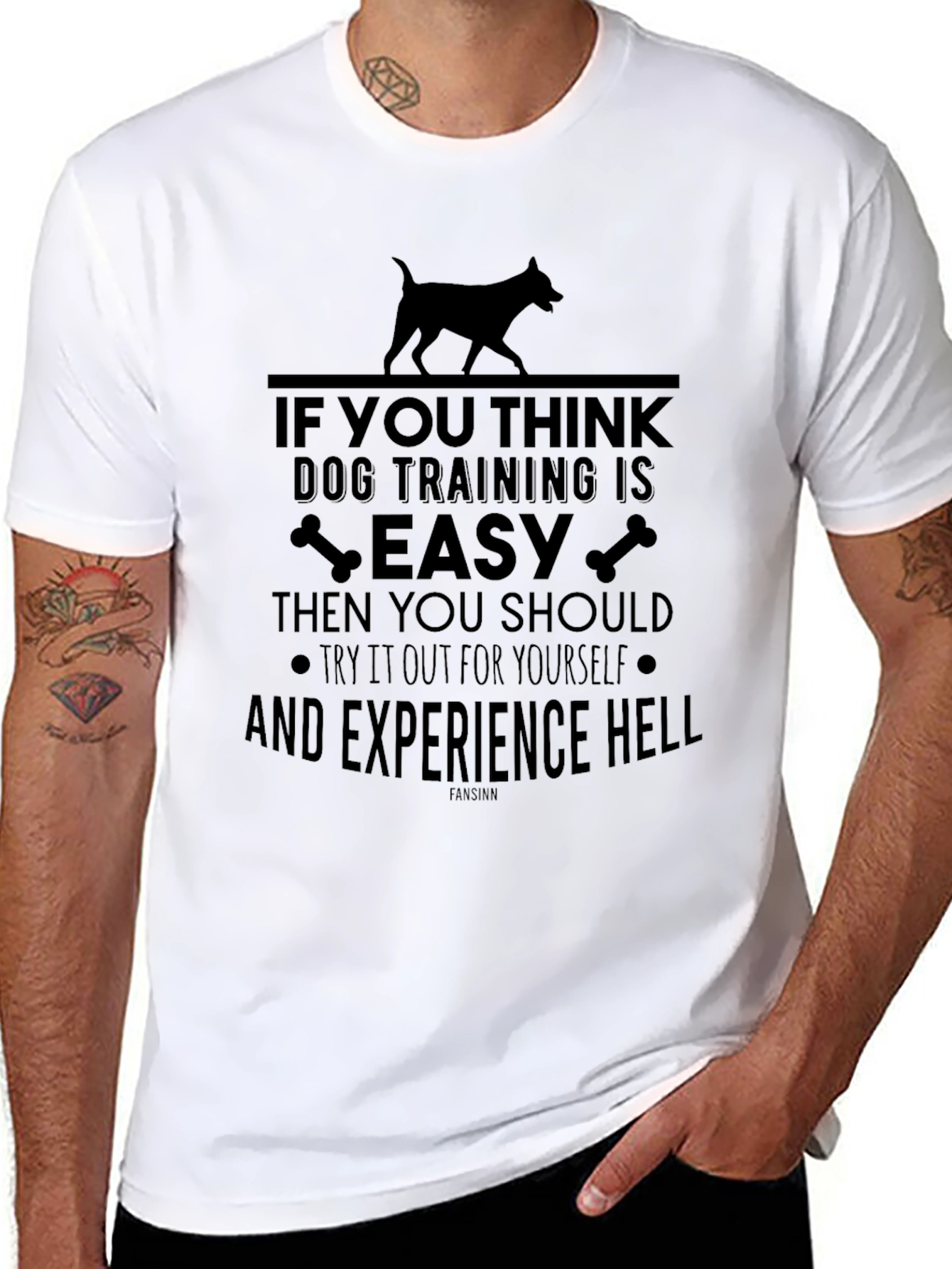 Black Dog Training is Easy Sarcastic T-Shirt view 8