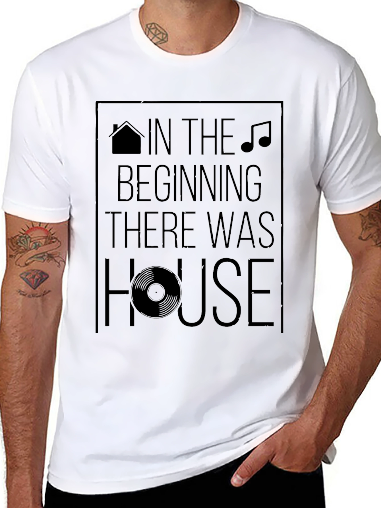 Black In The Beginning There Was House Black T-Shirt view 8