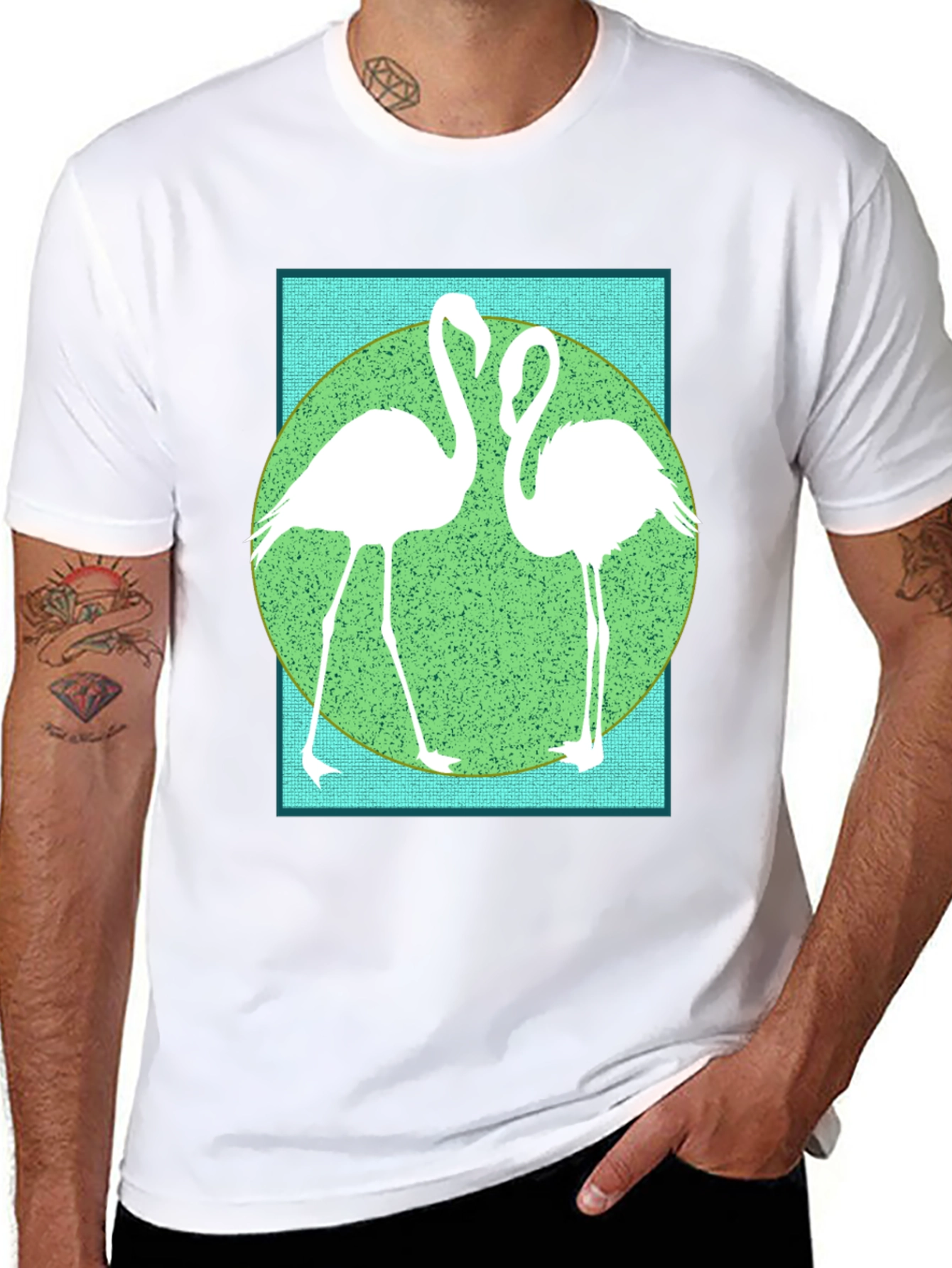 Black Flamingo Graphic Tee - Cool Bird Design view 8
