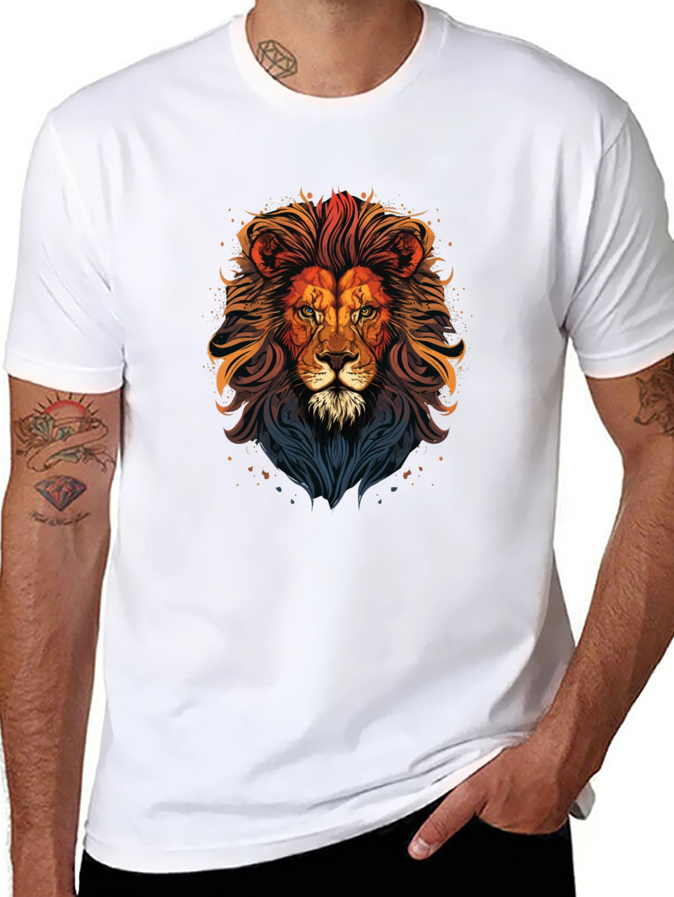 Black Lion Graphic Print T-Shirt - Men's Black Tee view 8