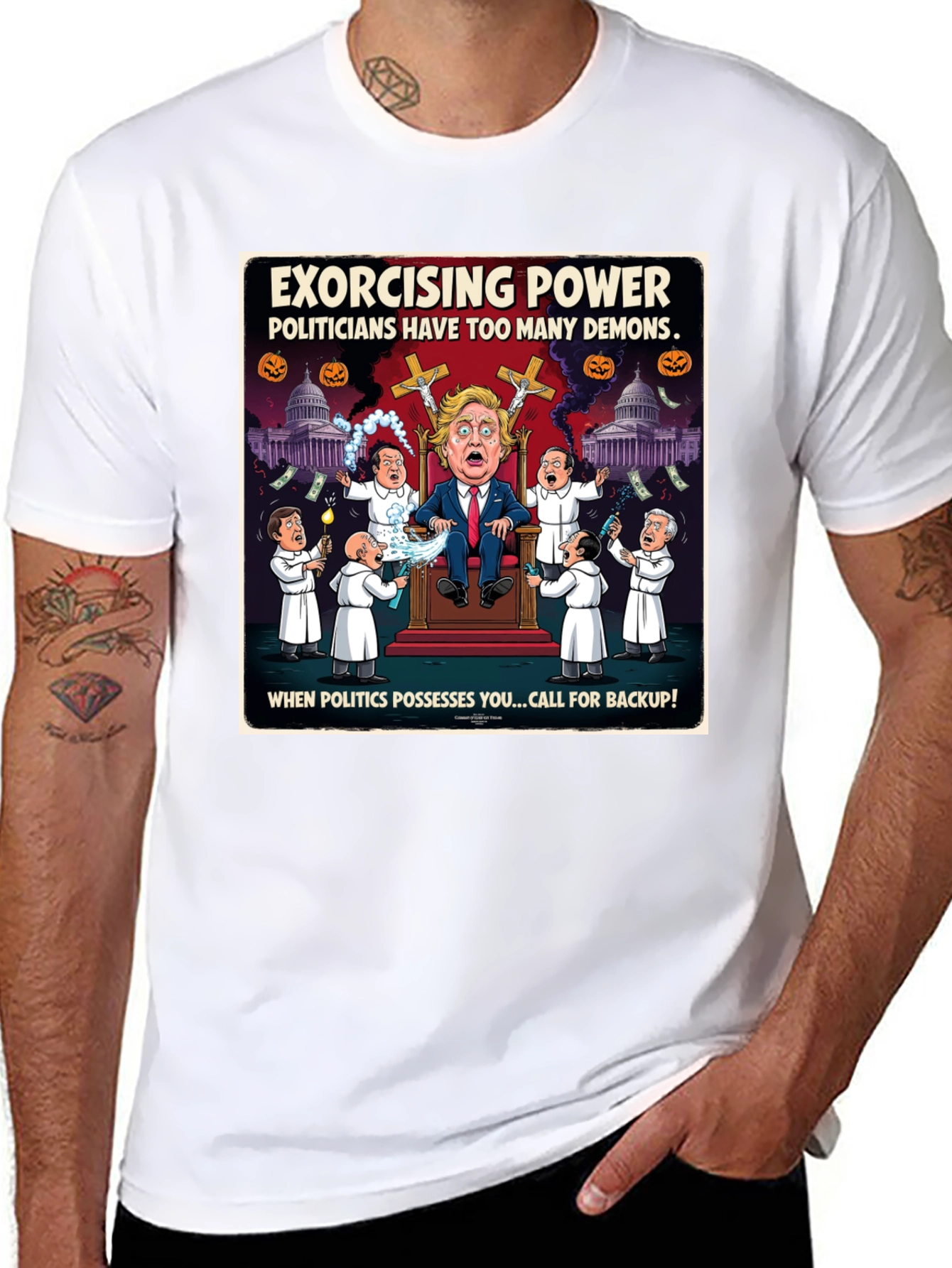 Black Exorcising Power Graphic T-Shirt view 8