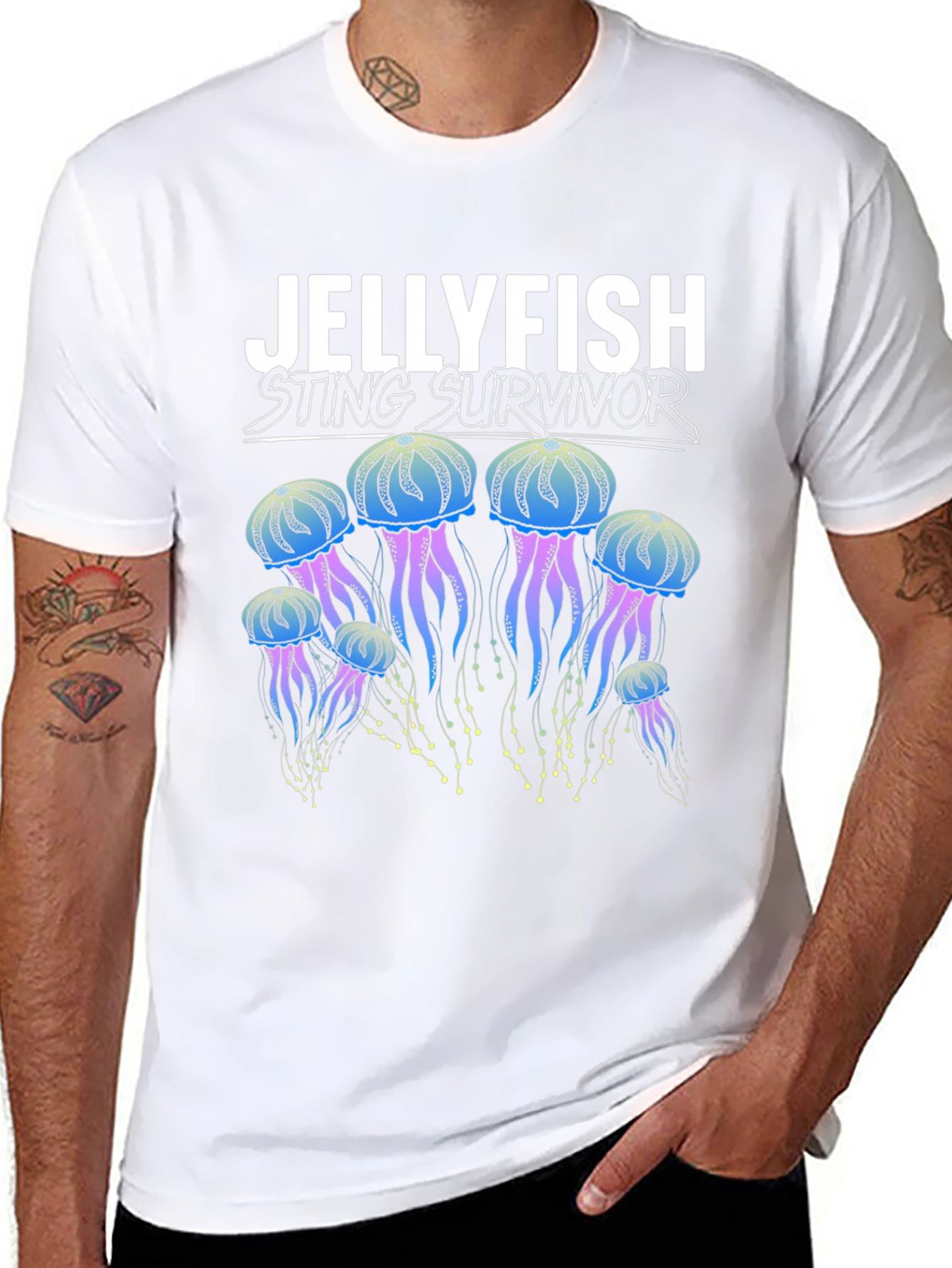 Black Jellyfish Sting Survivor Graphic T-Shirt view 8