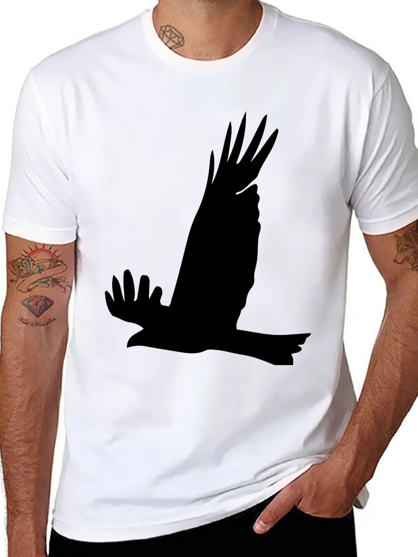 Black Black Eagle Silhouette T-Shirt - Men's Graphic Tee view 8