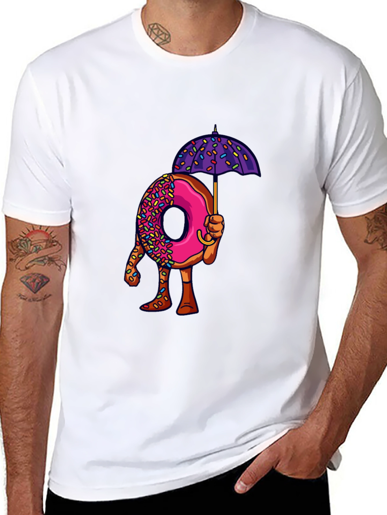 Black Donut Umbrella Graphic Tee - Unique Novelty Design view 8
