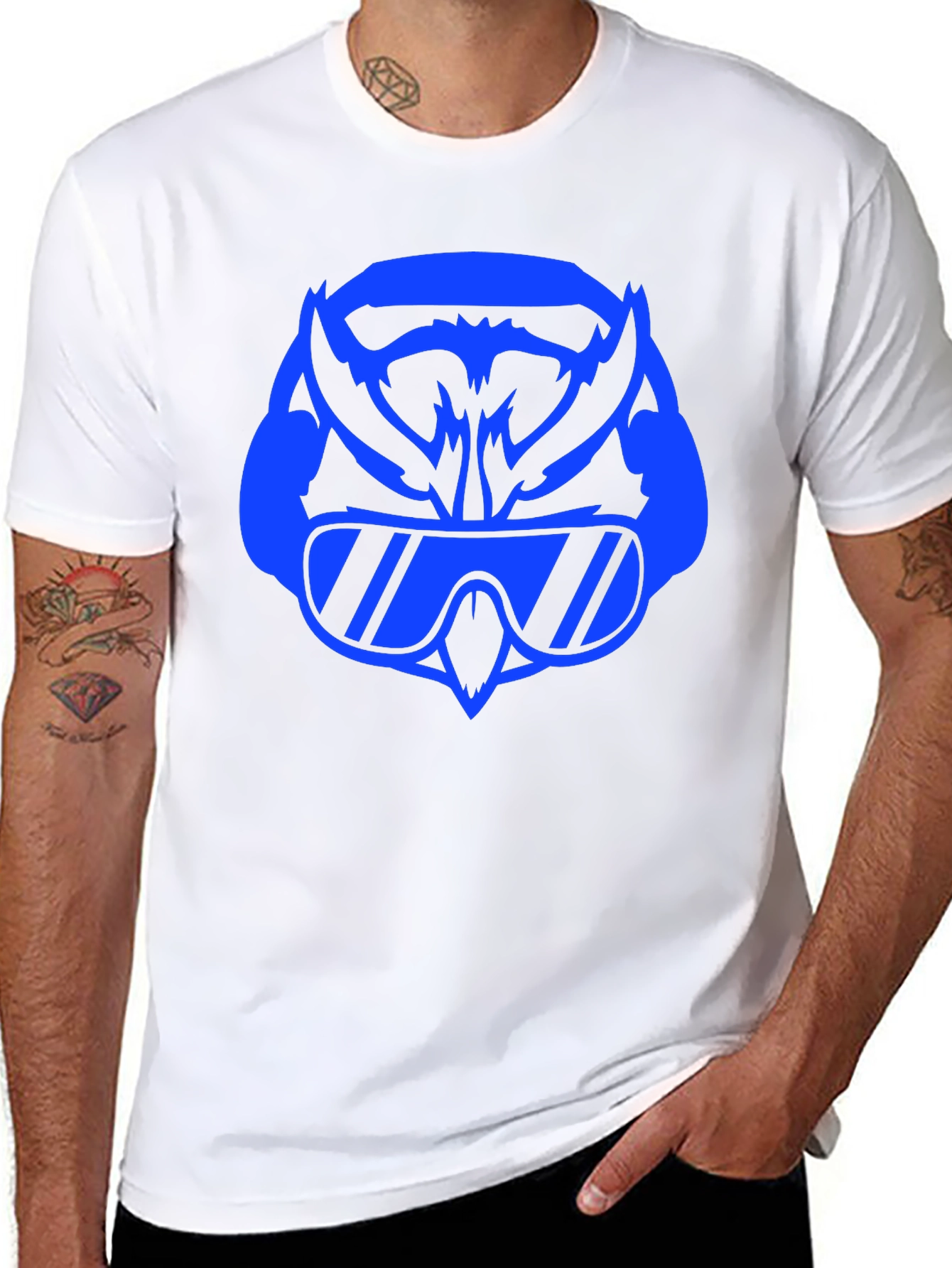 Black Cool Owl Graphic Tee - Black view 8