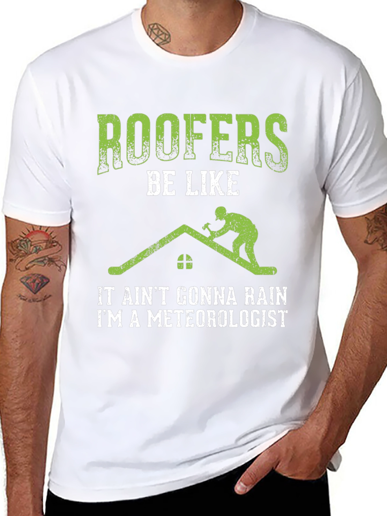 Black Roofer Meteorologist Graphic Tee view 8