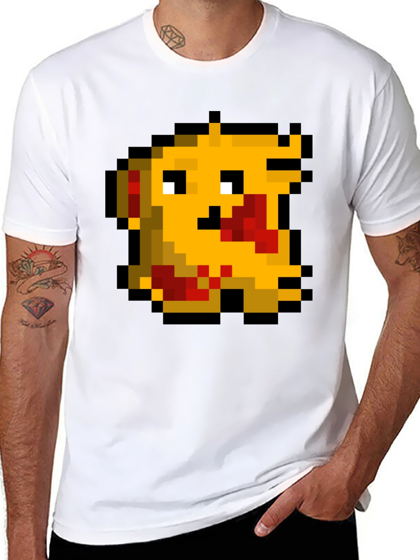 Black Pixel Monster Graphic Tee - Black Cotton Casual Shirt view 8