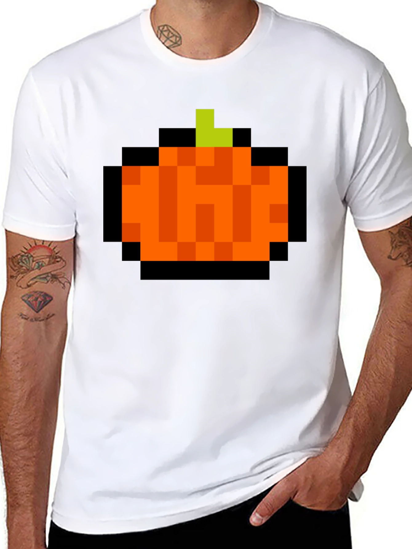 Pixelated Pumpkin T-Shirt - Retro Halloween Tee - 8